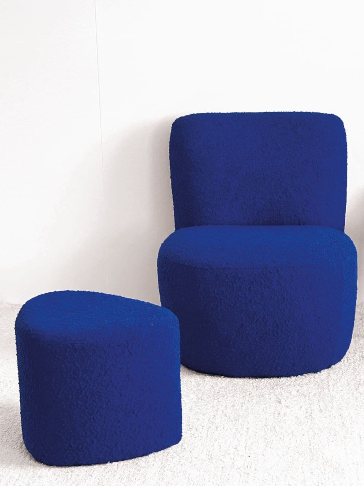 Pouf en tissu bouclette, Eve Bleu - Opjet