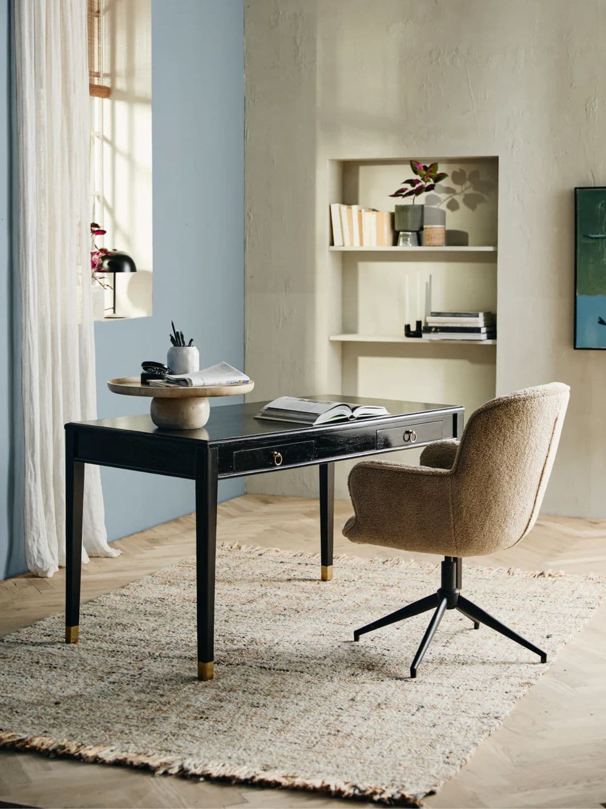 Bureau avec 2 tiroirs en bois de manguier, S, EMS - NORDAL