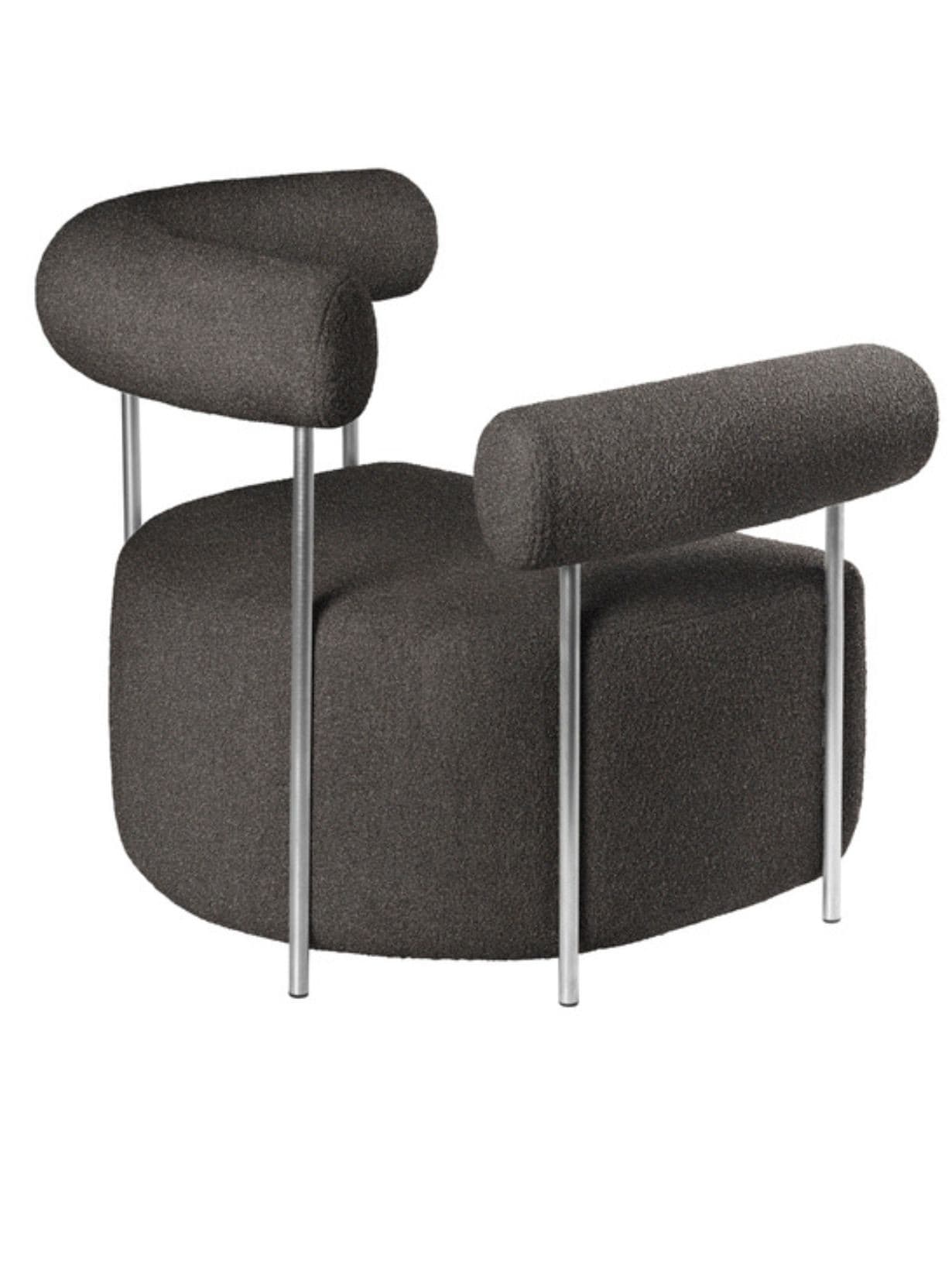 Fauteuil Lounge en tissu bouclette, Solitude Gauche Gris foncé - KRISTINA DAM