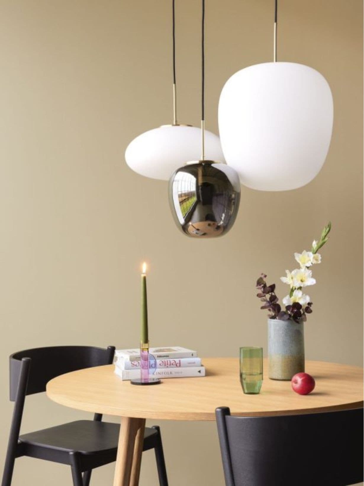 Suspension en verre fumé avec détail en laiton, Reflect Ø25cm - Hübsch