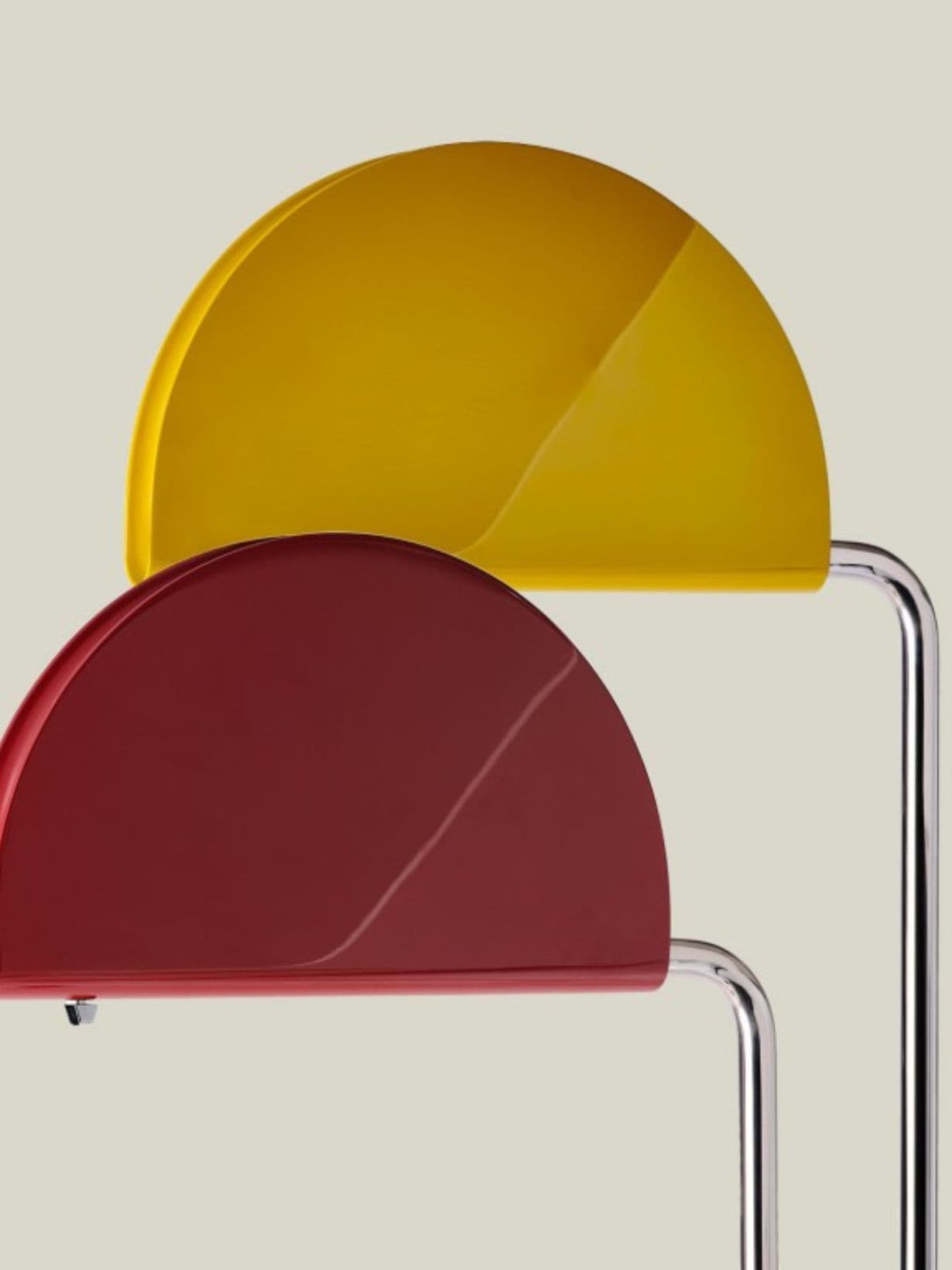 Lampadaire chromé avec socle en marbre, Mezzaluna Rouge - DCW Editions