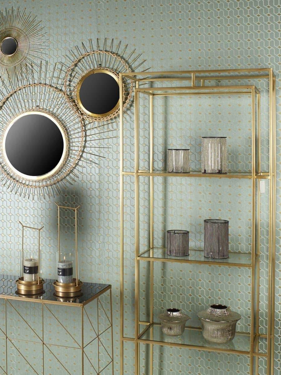 Etagère Art déco en métal doré, Emy - POMAX