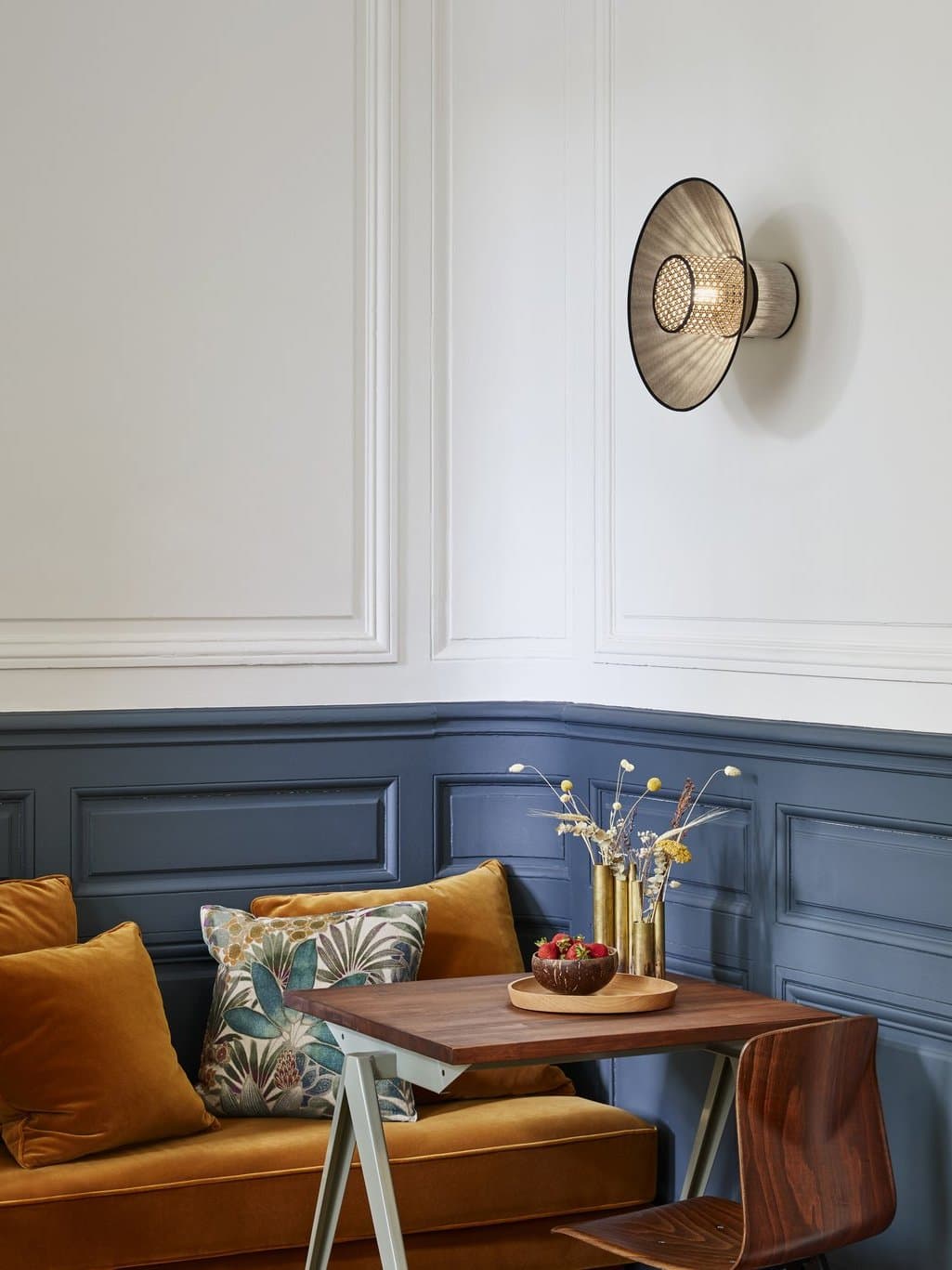 Applique en lin lavé et cannage naturel, Singapour Nude - Market Set