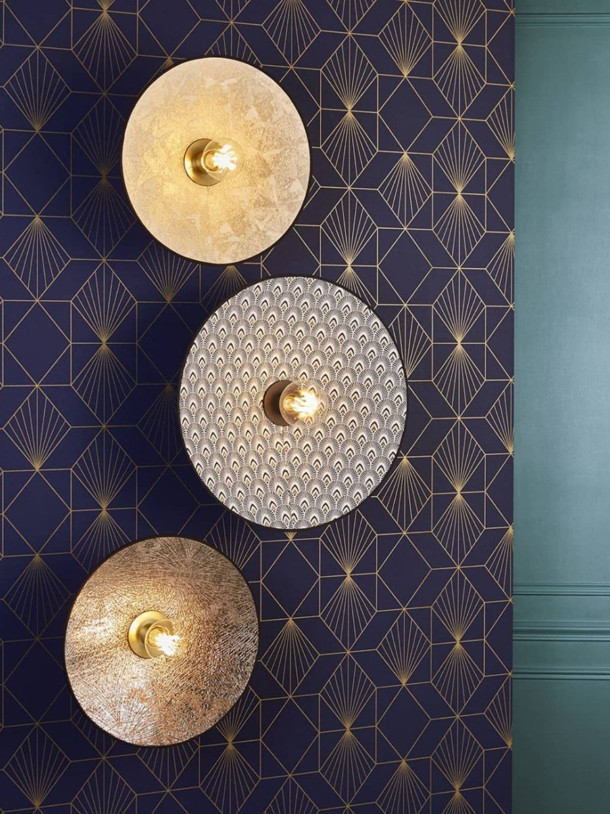 Applique Art déco en tissu, Gatsby paon noir M - Market Set