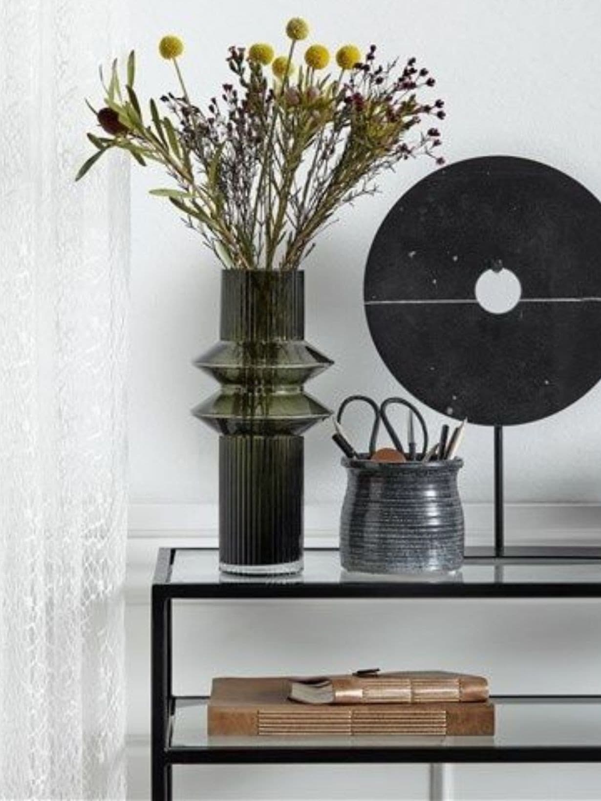 Vase en verre strié, Rilla taille M Vert - NORDAL