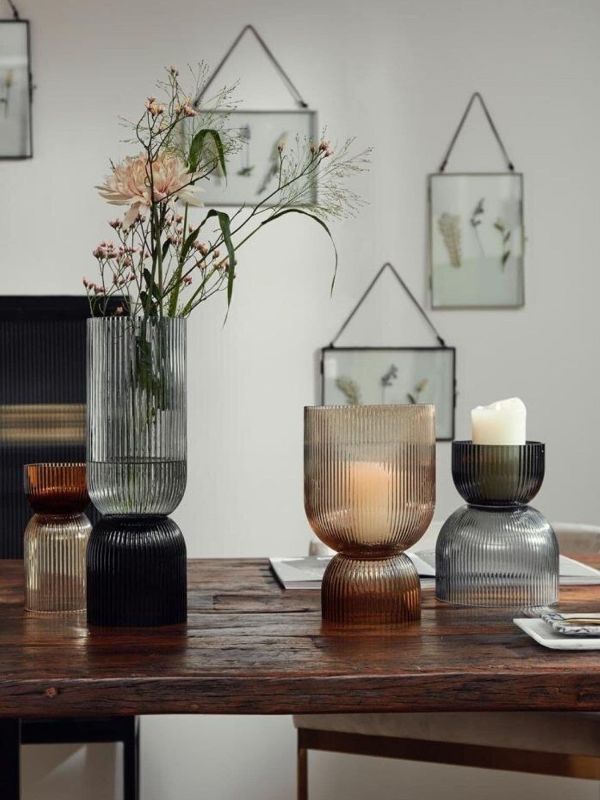 Vase bougeoir en verre gris, Riva Tall - NORDAL