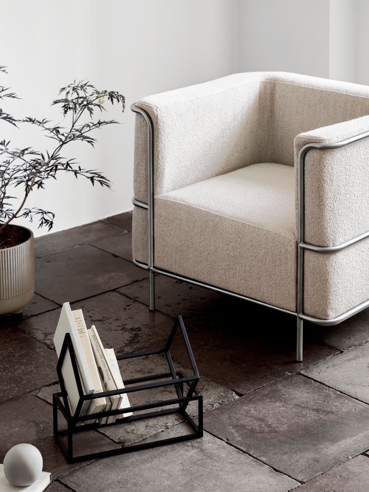 Fauteuil de salon beige bouclé, Moderniste Blanc - KRISTINA DAM