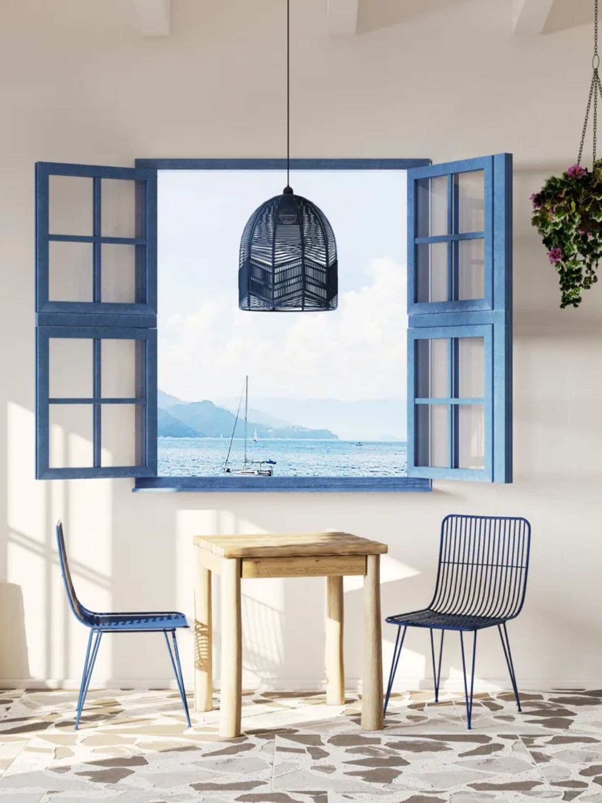 Lot de deux chaises pastel en métal, Ombra Bleu - POMAX