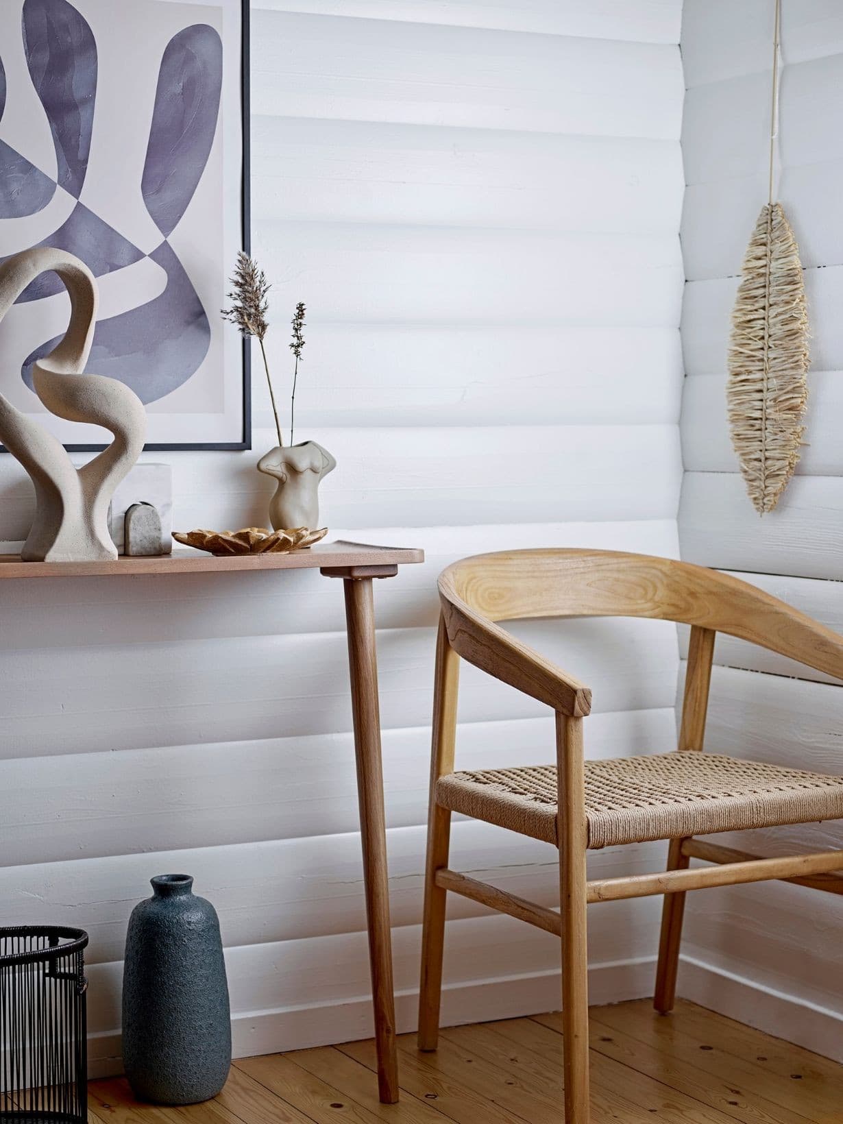 Fauteuil de table en chêne naturel et corde, Vitus - Bloomingville