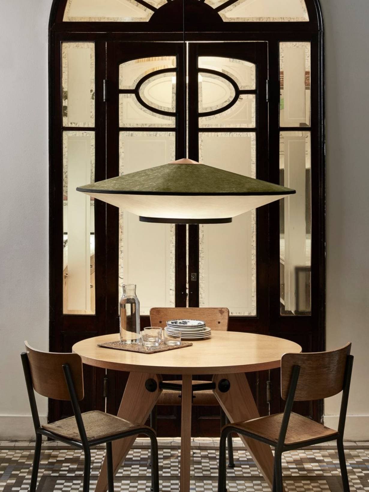 Suspension en velours et bambou, Cymbal L Vert - Forestier