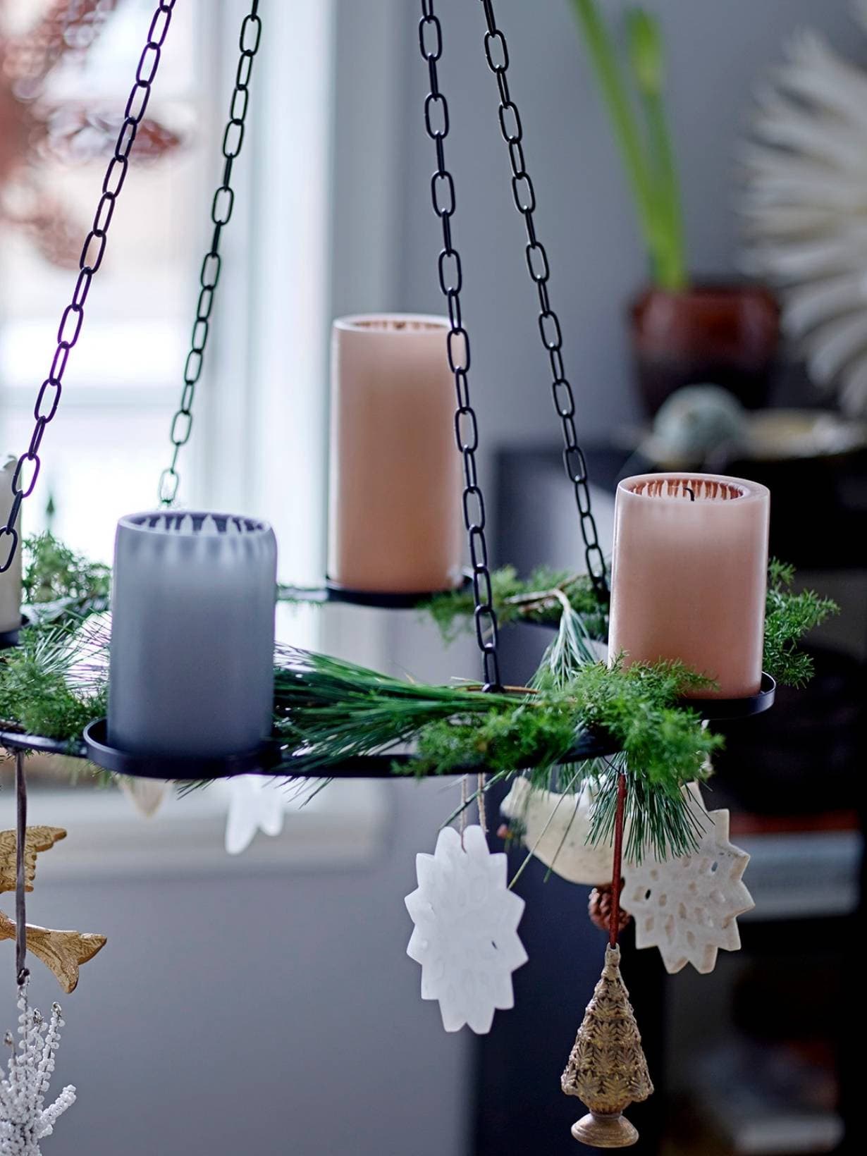 Lot de 3 décoration de Noel en marbre aux formes de coeur, étoile et flocon de neige, Otilde - Bloomingville