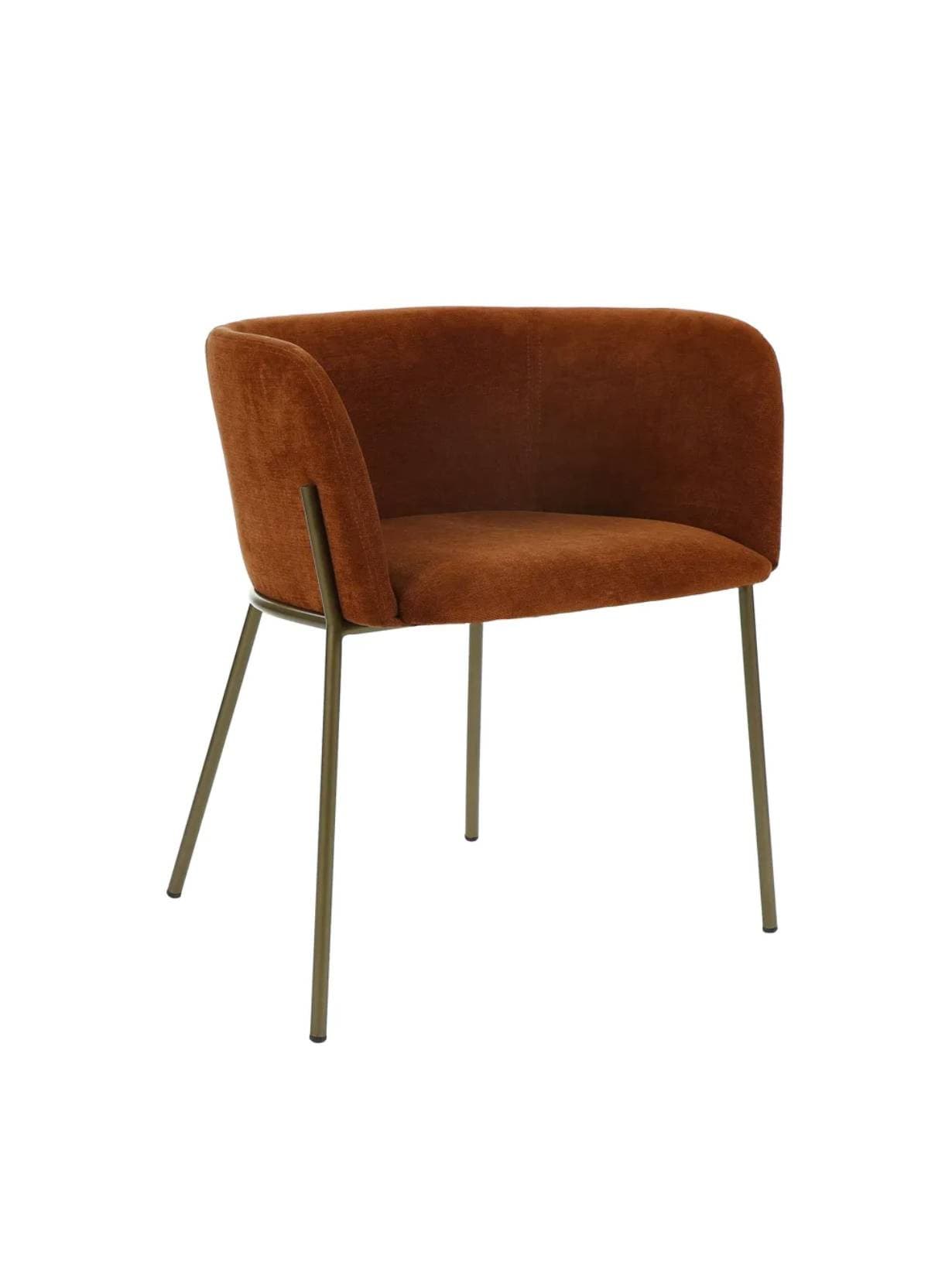 Fauteuil de table en velours et métal, Polka Rouge - POMAX