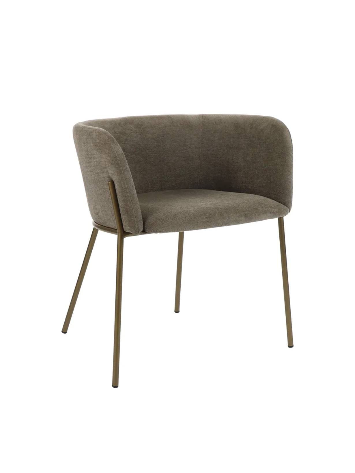 Fauteuil de table en velours et métal, Polka Gris - POMAX