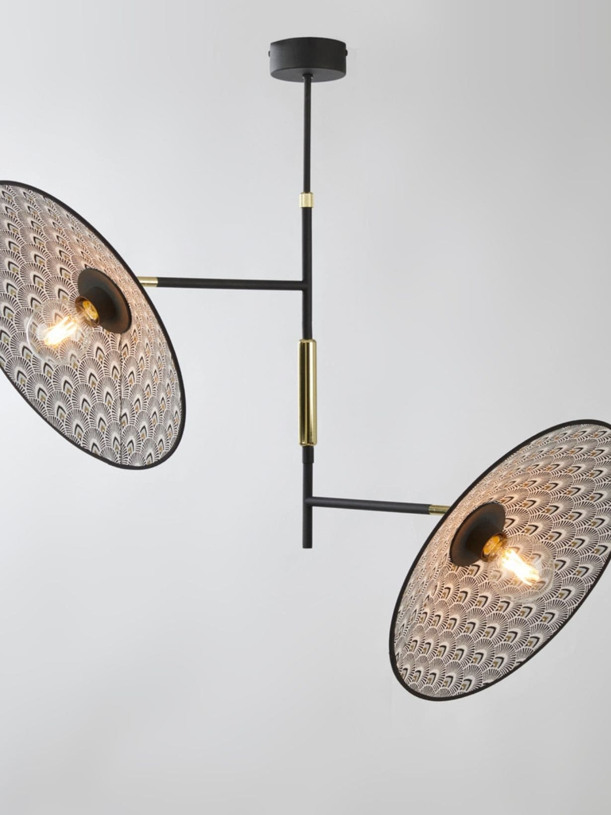 Plafonnier Art déco 2 lumières, Gatsby Paon Noir - Market Set