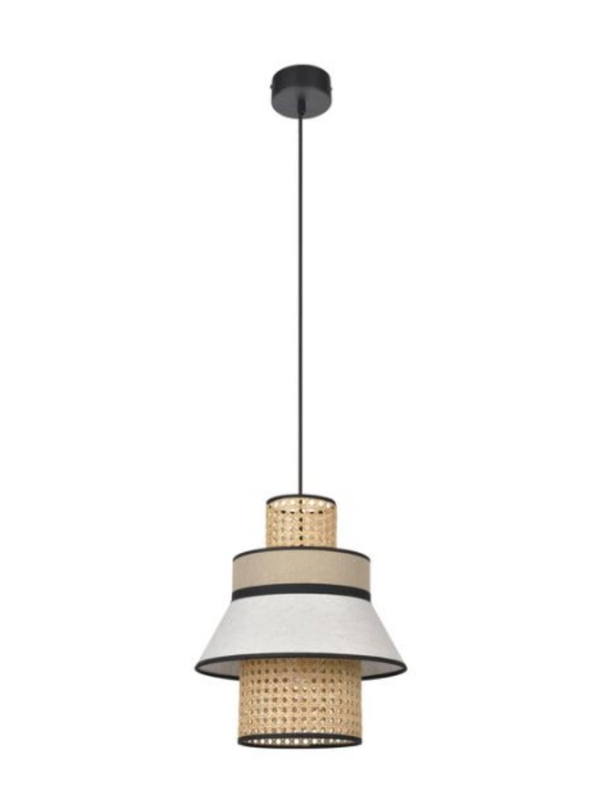 Suspension en lin lavé et cannage nude, Singapour ML et XML XML - Ø30 cm - Market Set