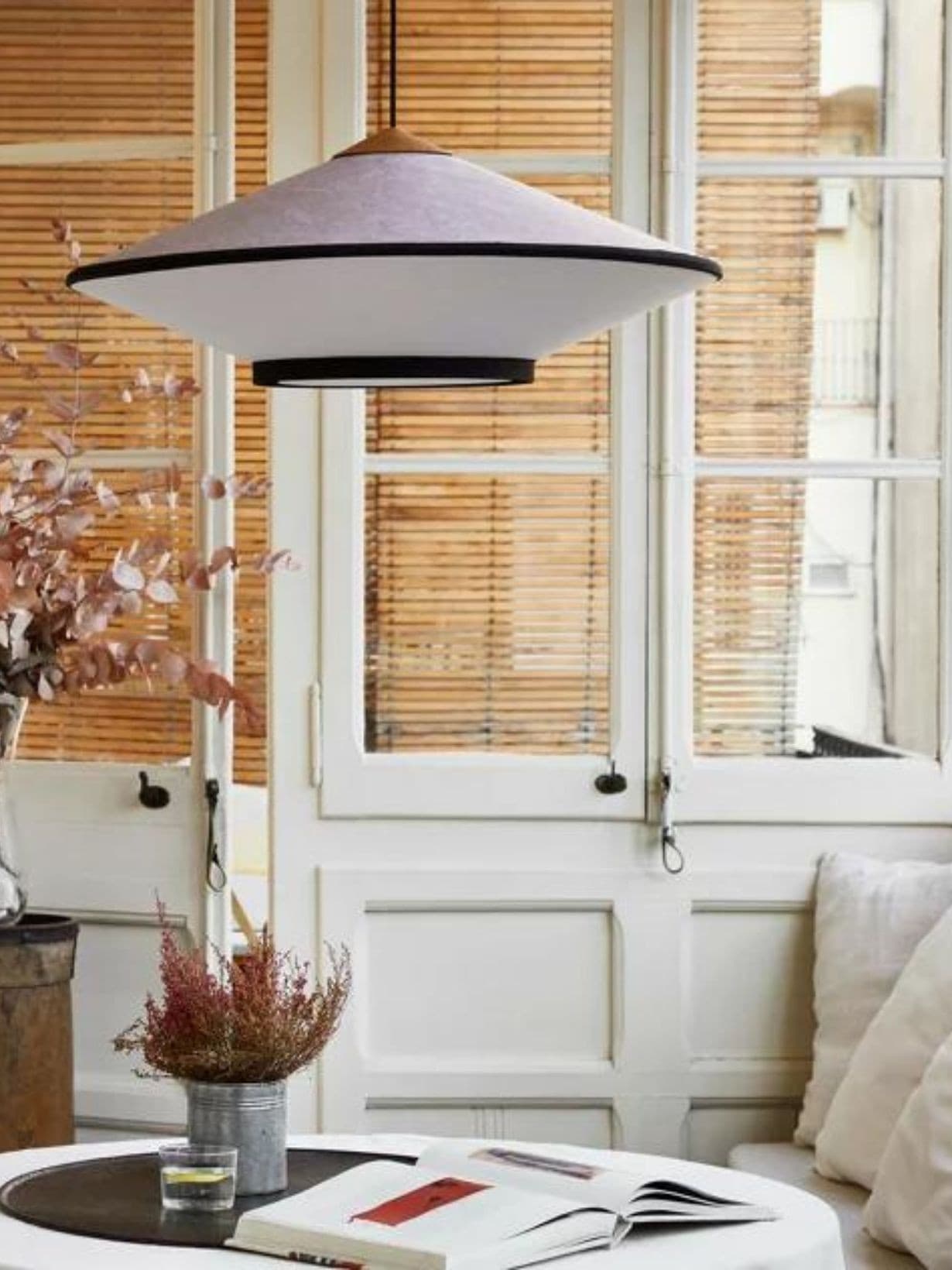 Suspension en velours et bambou, Cymbal M Rose - Forestier