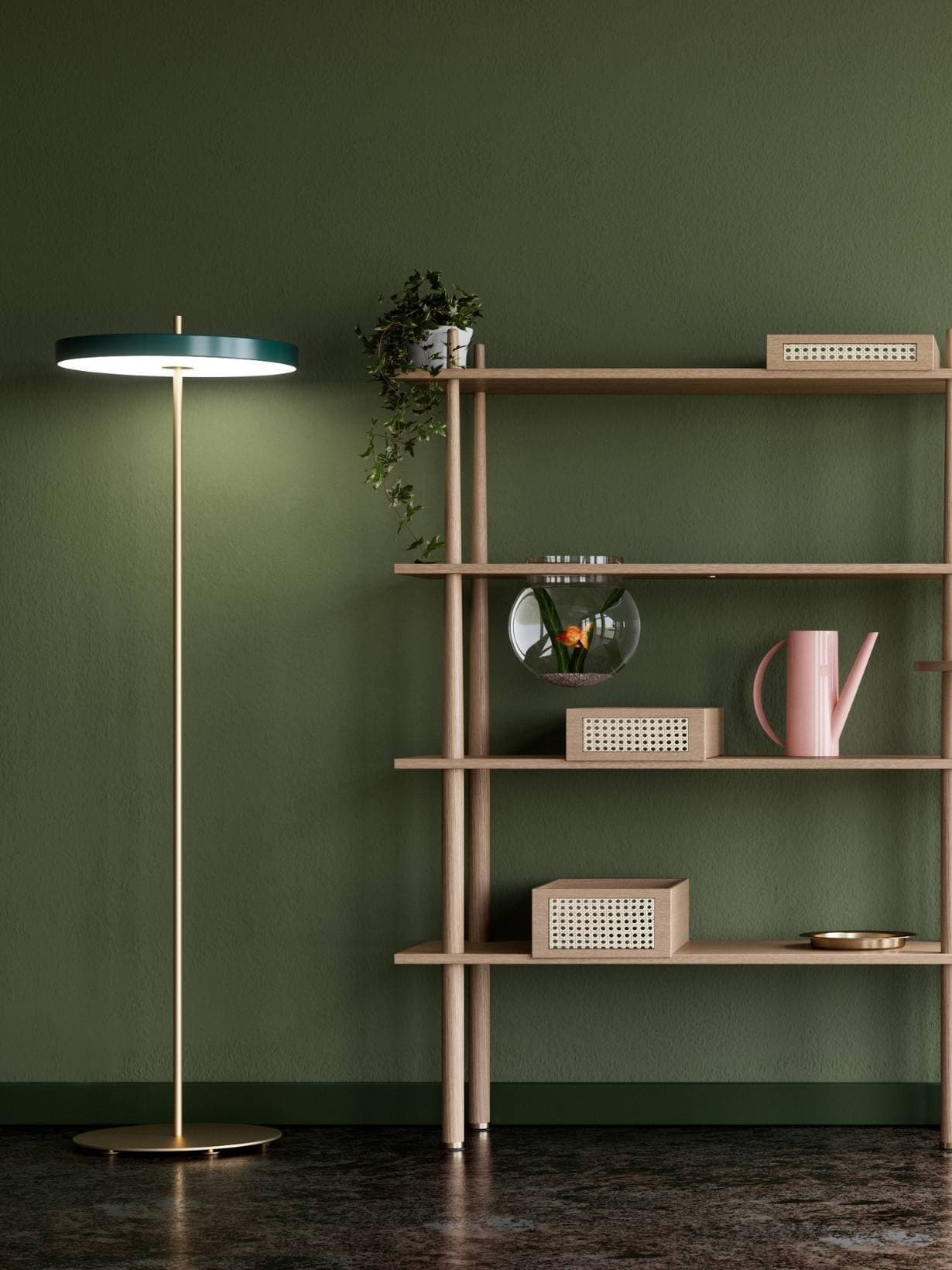 Lampadaire LED en Acier, Asteria Floor Vert - Umage