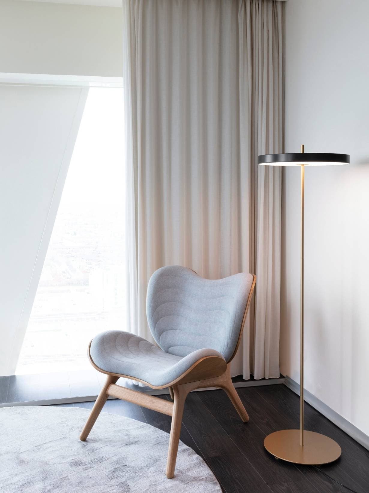 Lampadaire LED en Acier, Asteria Floor Noir - Umage