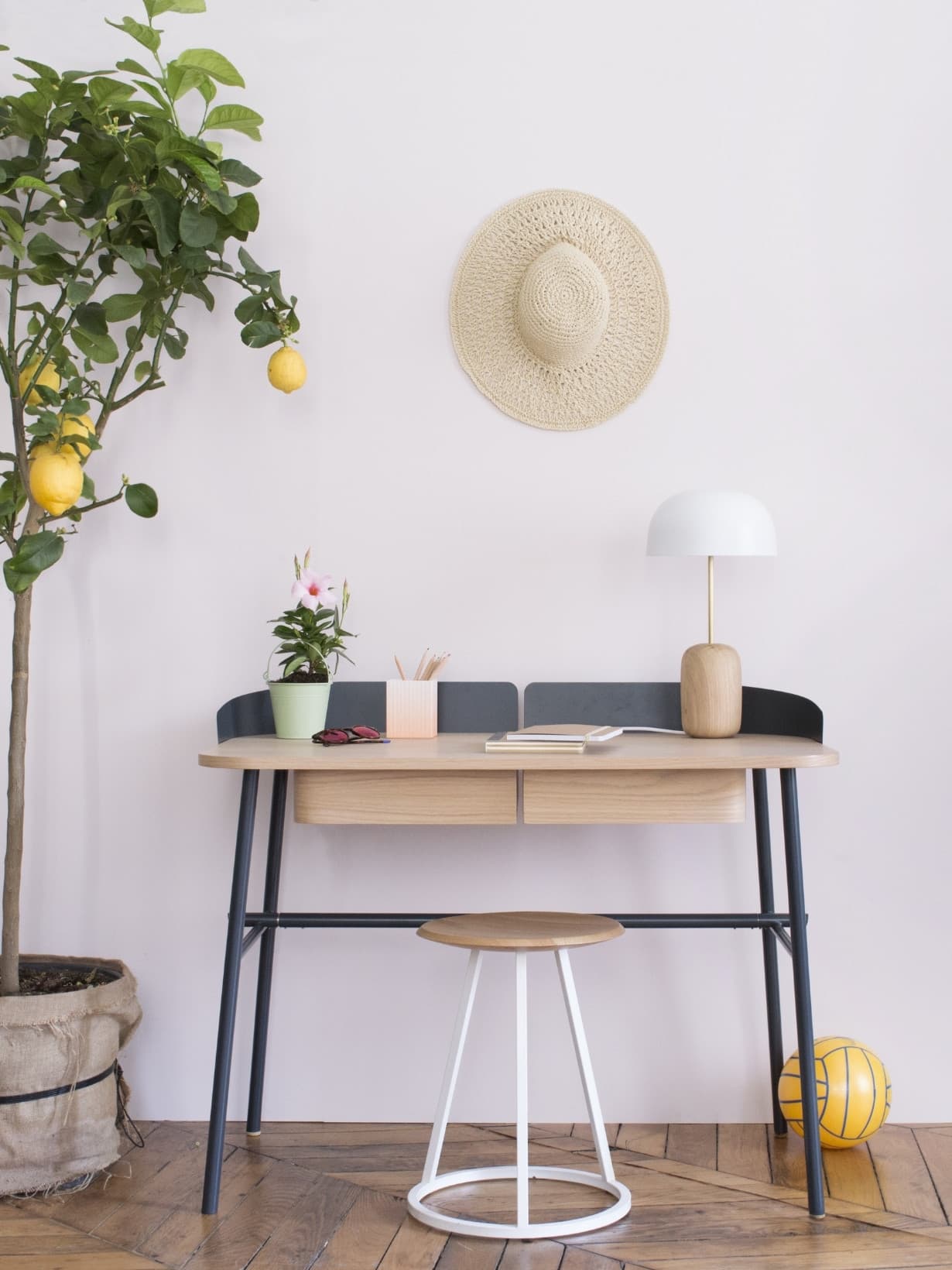 Bureau en bois et métal, Victor Chêne / Gris - Hartô