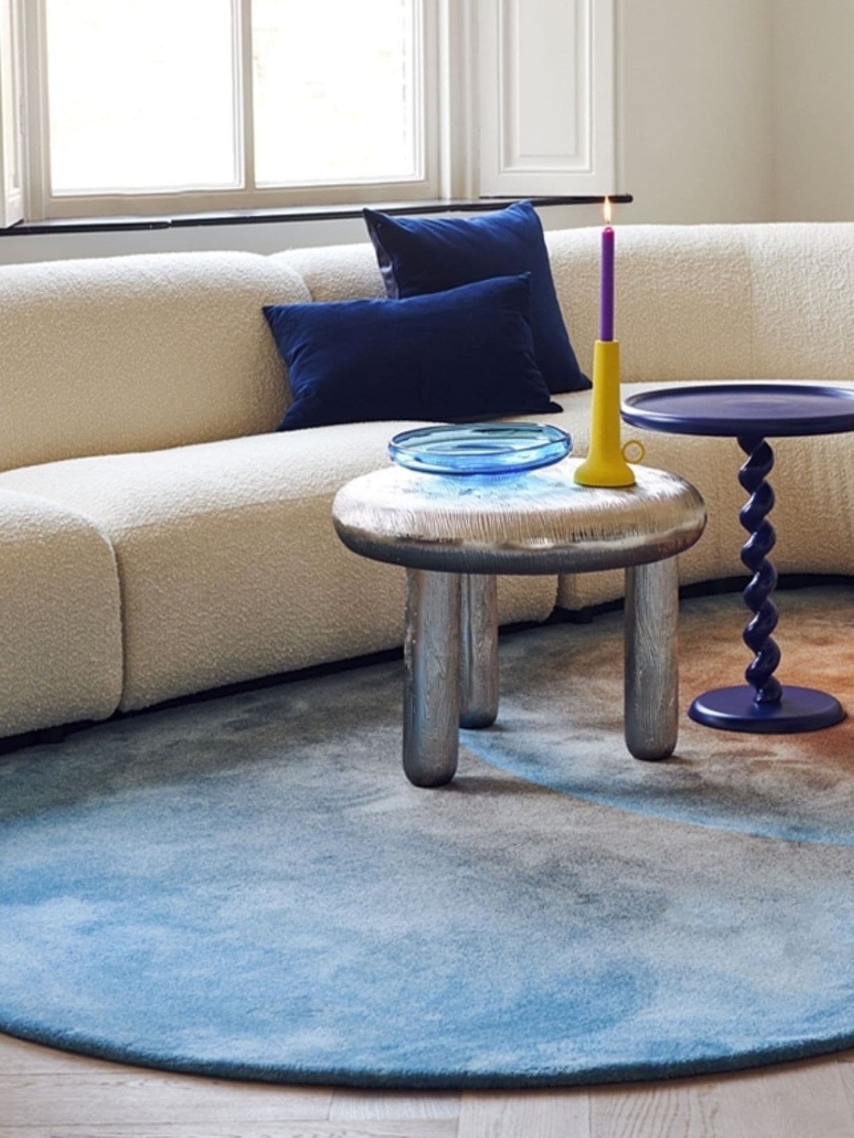 Siège droit en tissu blanc bouclette, Module Boucle - Pols Potten