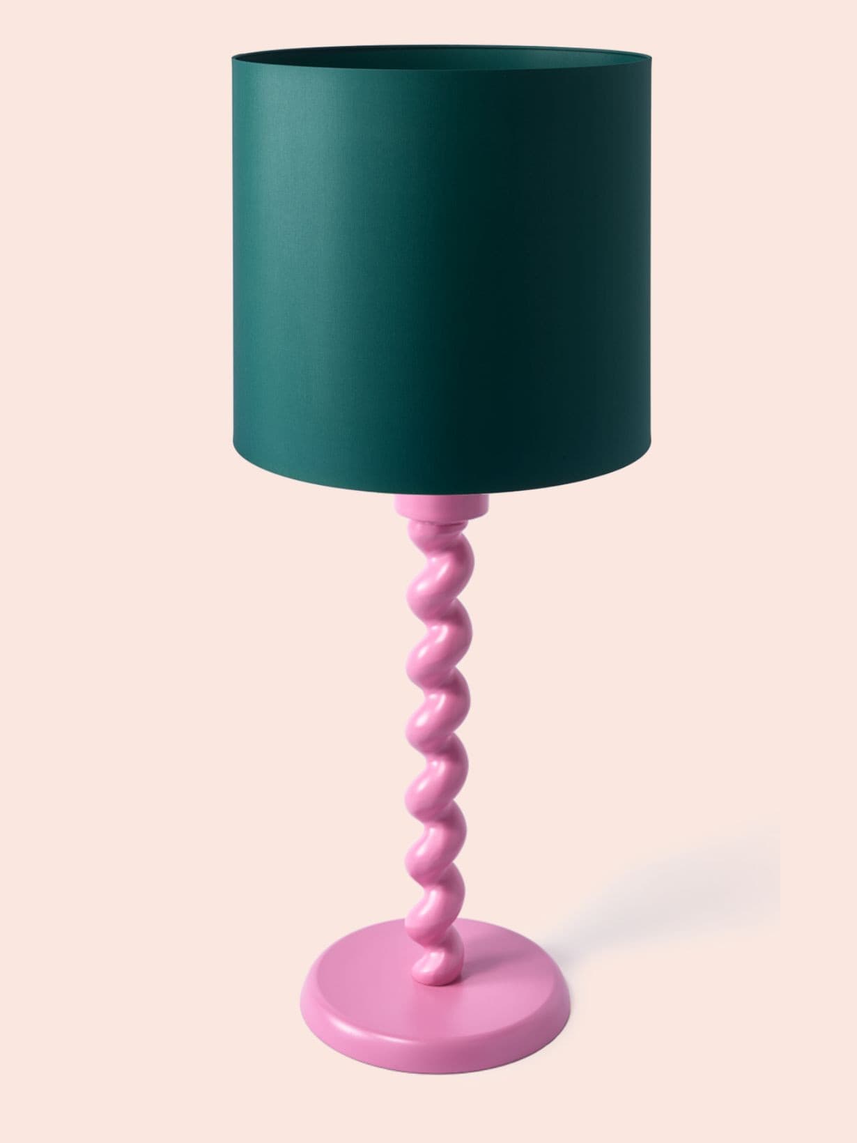 Grande lampe avec pied rose et abat-jour vert, Twister Ø50cm - Pols Potten