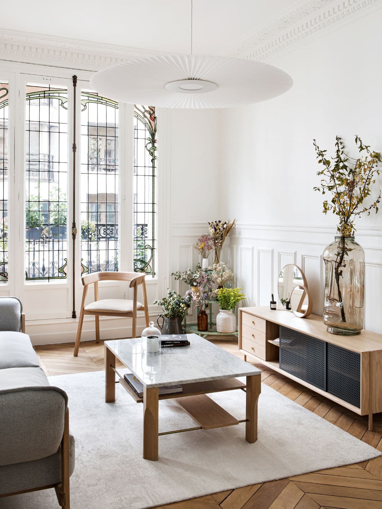 Buffet en chêne 3 tiroirs et portes en métal, Gabin - Hartô