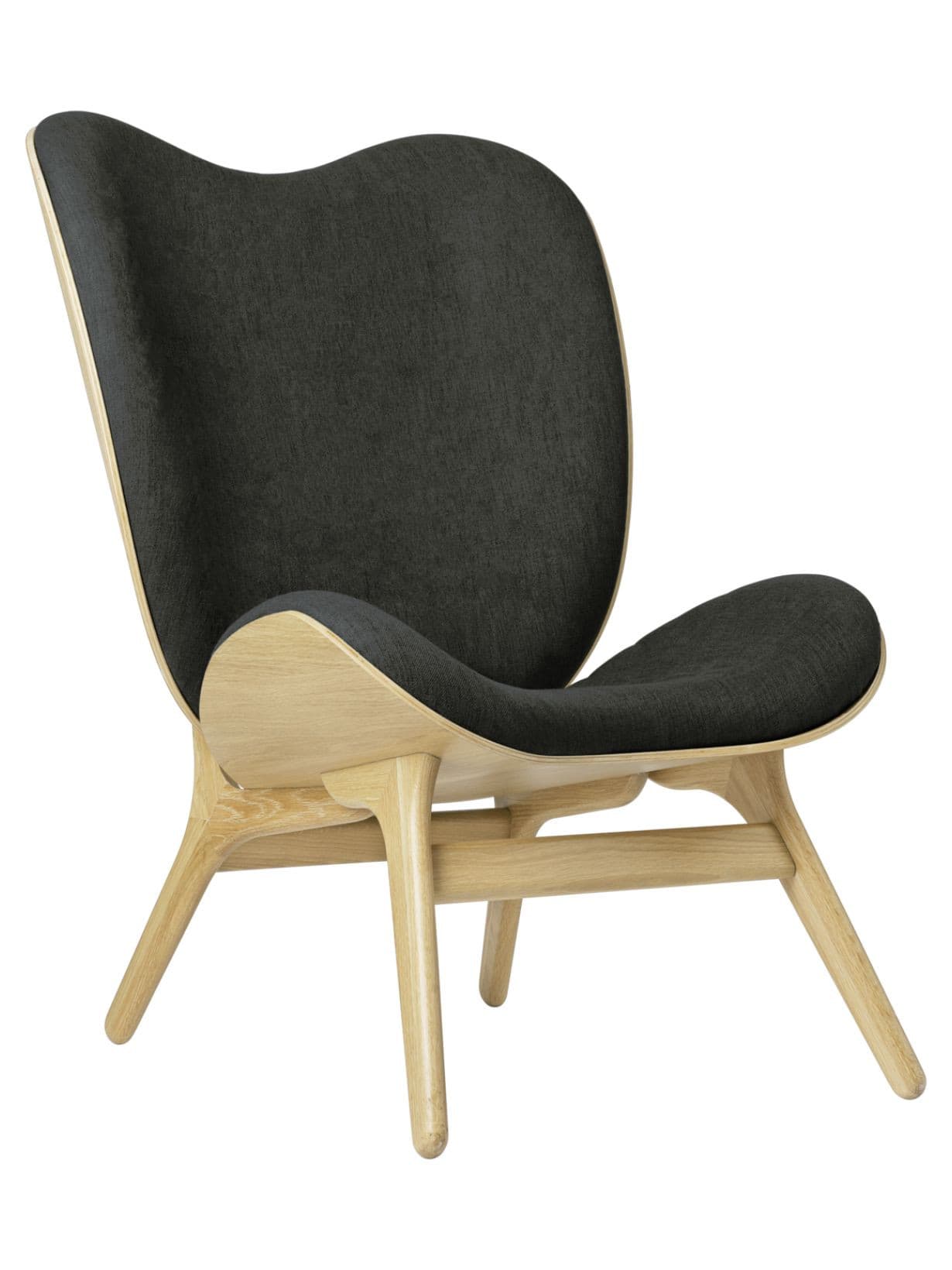 Fauteuil en chêne naturel, A Conversation Piece Tall Gris foncé - Umage