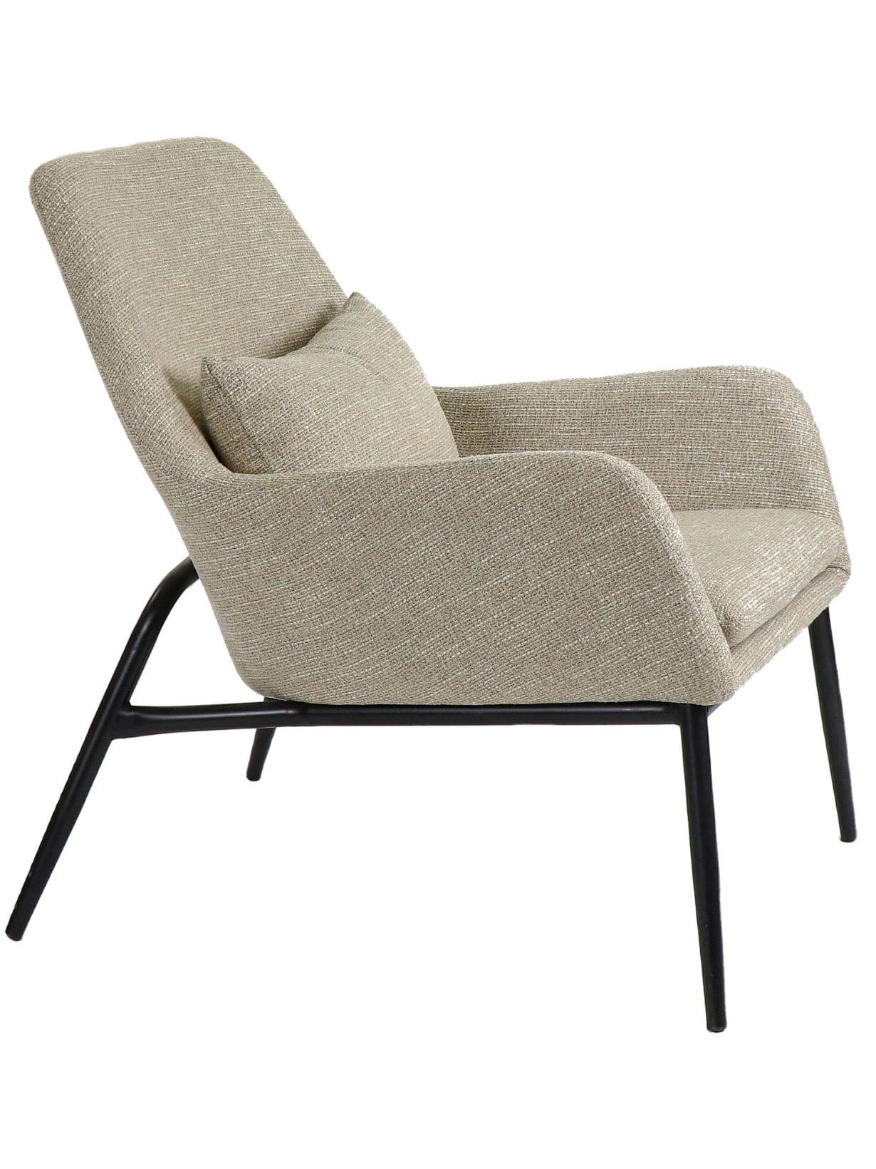 Fauteuil en métal et tissu gris, Hailey Beige - POMAX