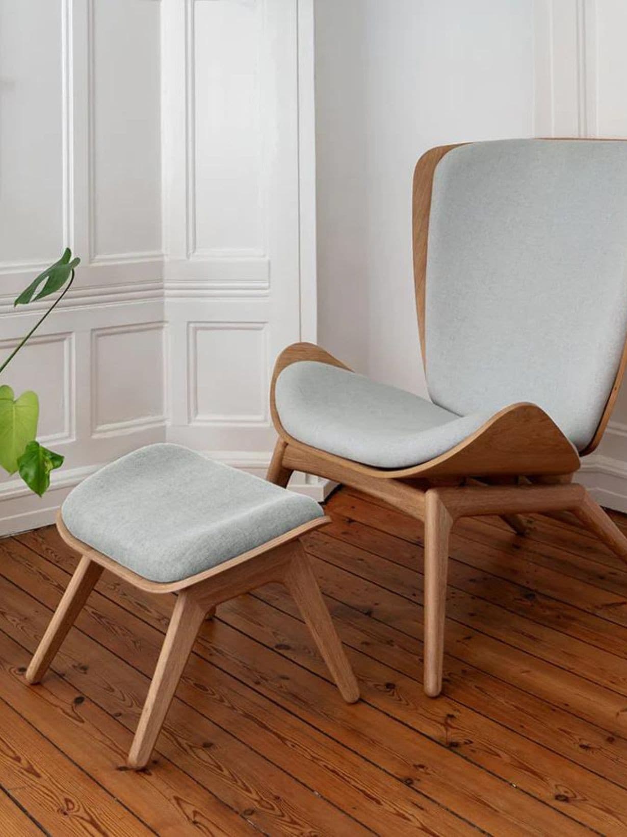 Repose-pieds en chêne clair, The Reader Horizon Gris clair - Umage