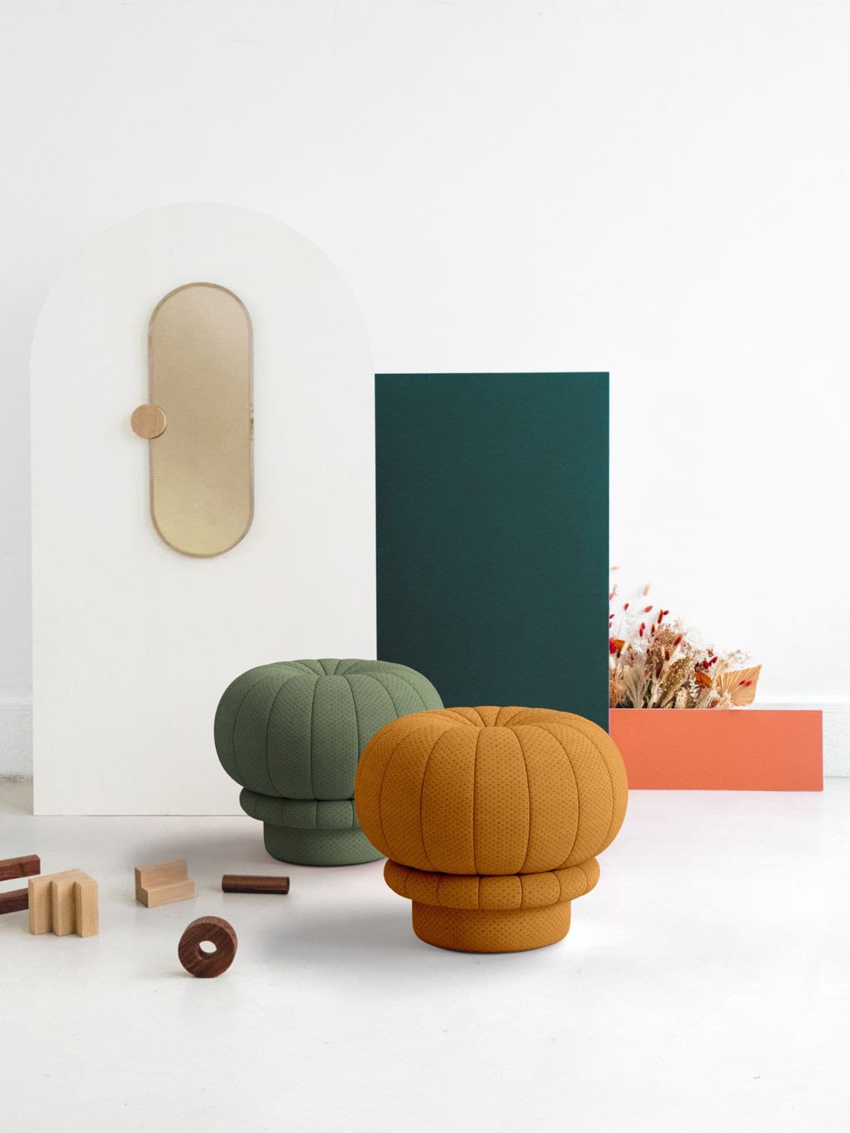 Pouf signé Margaux Keller, Claudie Vert Cactus - Hartô