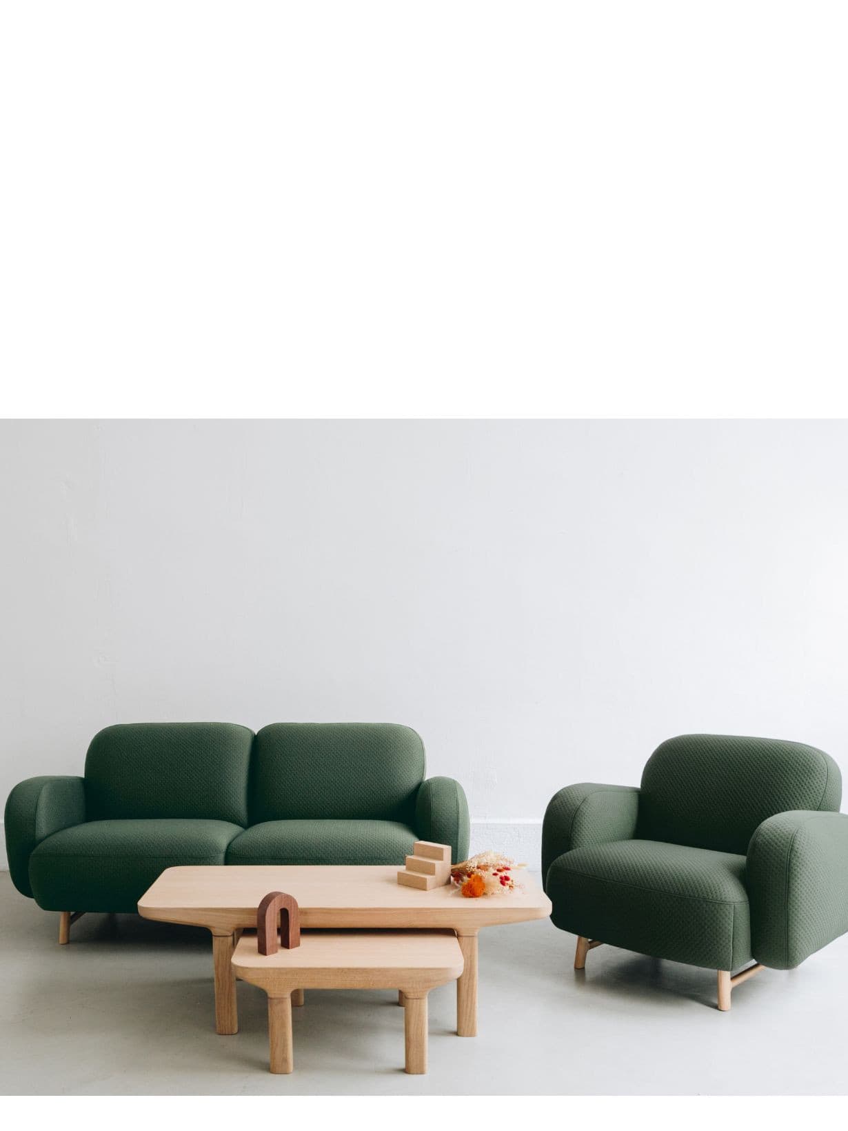 Canapé deux places recouvert de tissu, Auguste Vert Cactus - Hartô