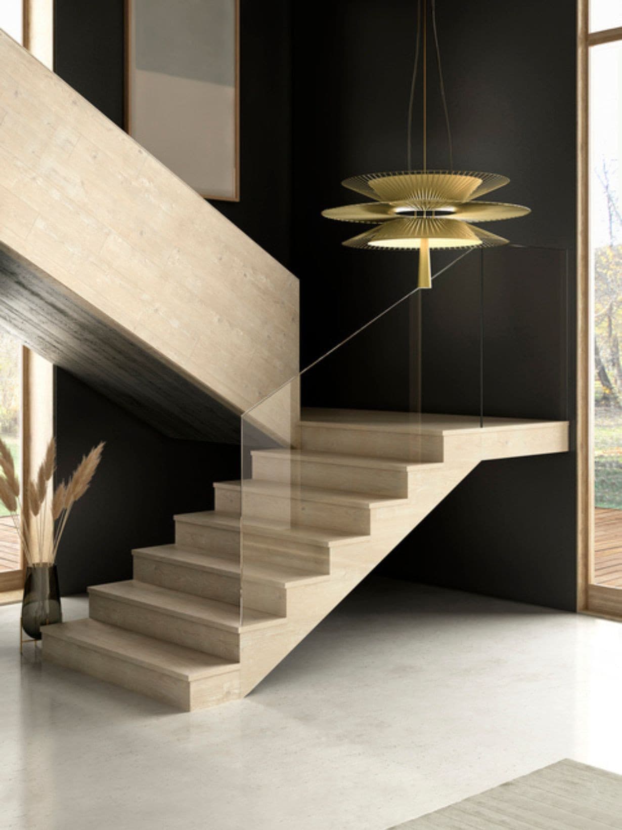 Suspension géométrique en métal noir ou doré, Gravity 2 Or - Forestier