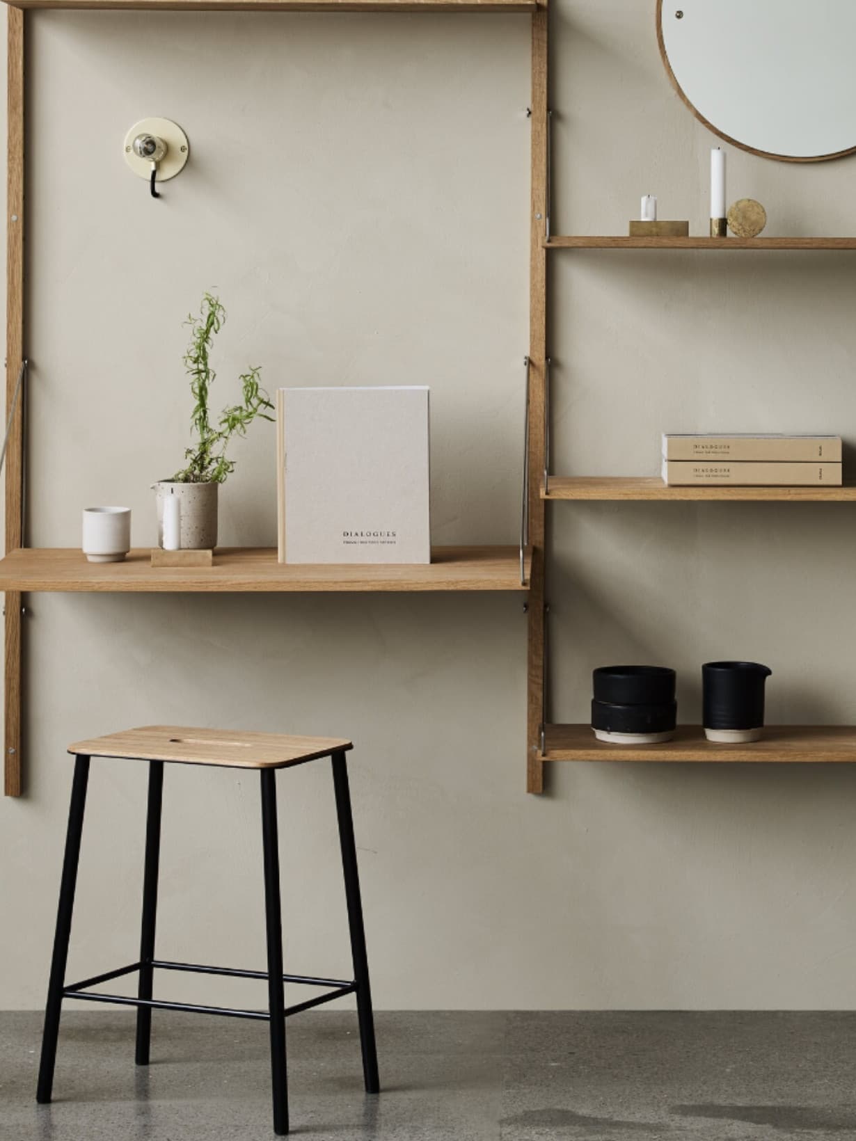 Tabouret, Adam Chêne / Noir H50 - Frama