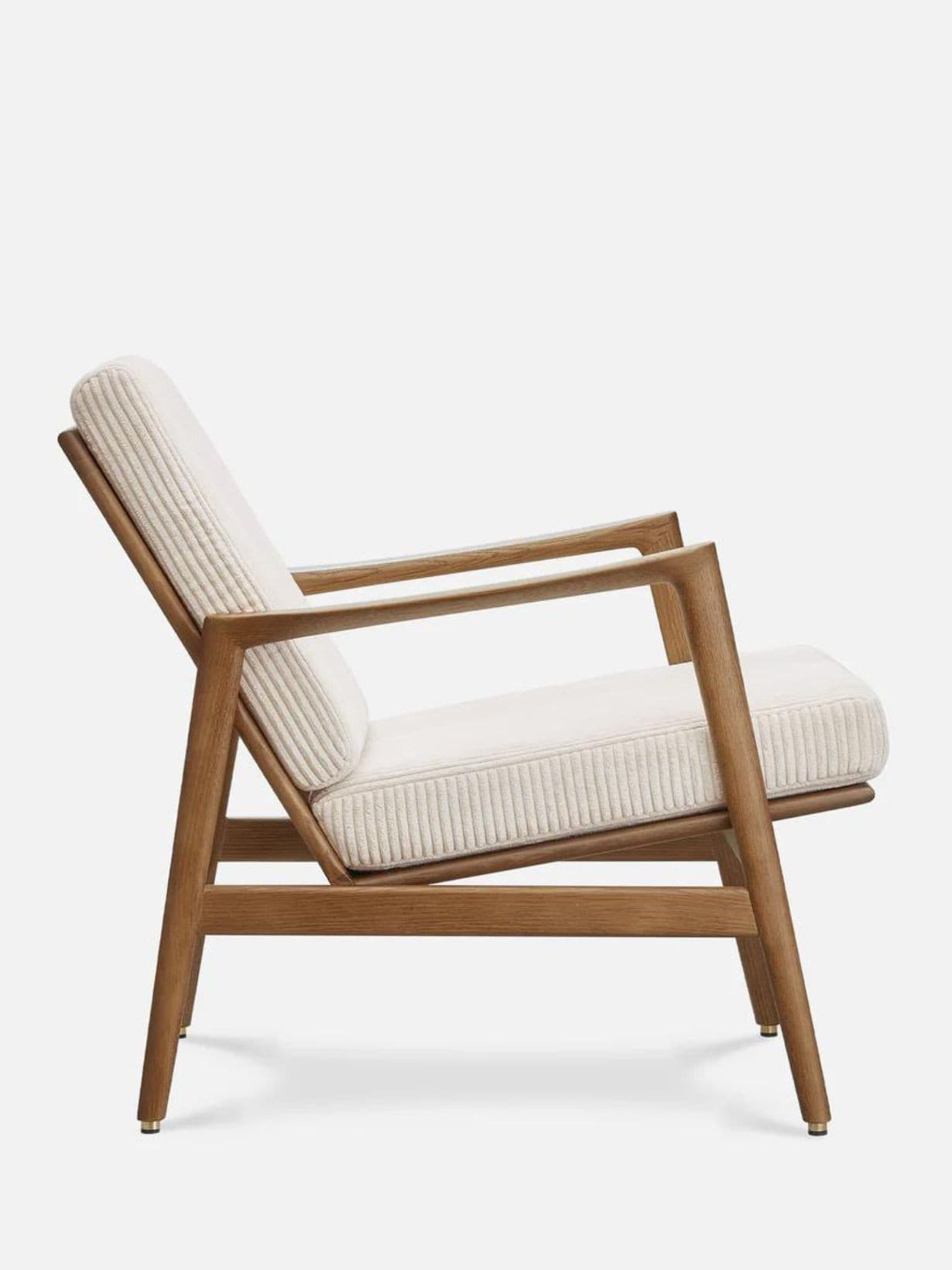 Fauteuil en bois de chêne tissu Cord, Stefan Crème - 366 Concept