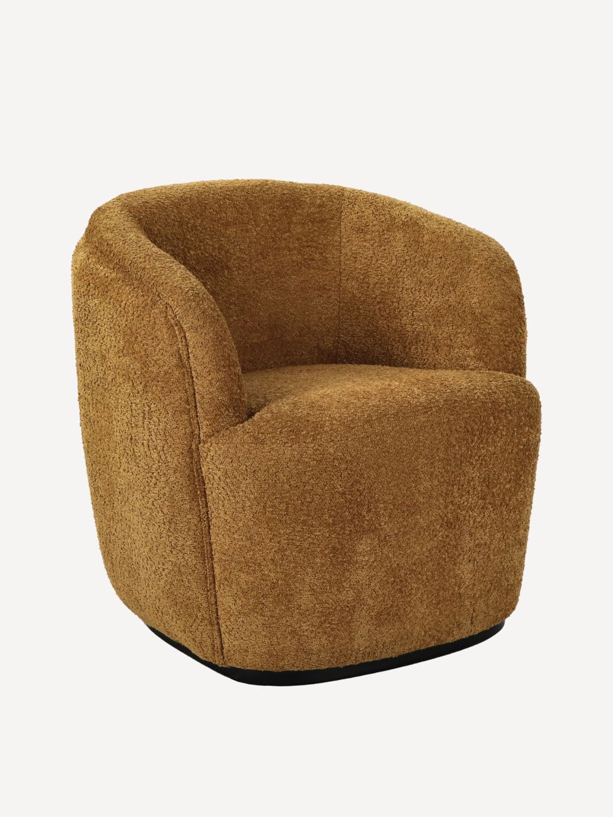 Fauteuil recouvert de tissu bouclé, Porterville Camel - POMAX