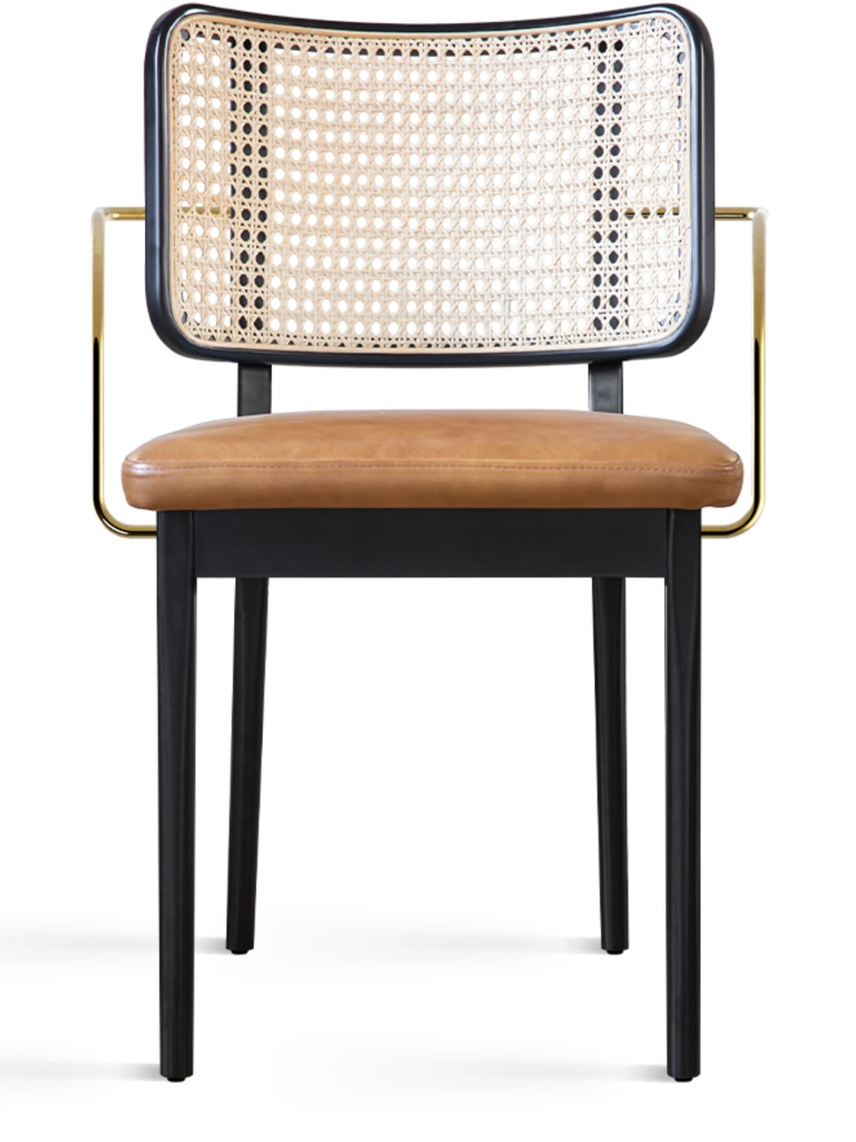 Chaise chêne noir en cuir / cannage Marron - RED EDITION