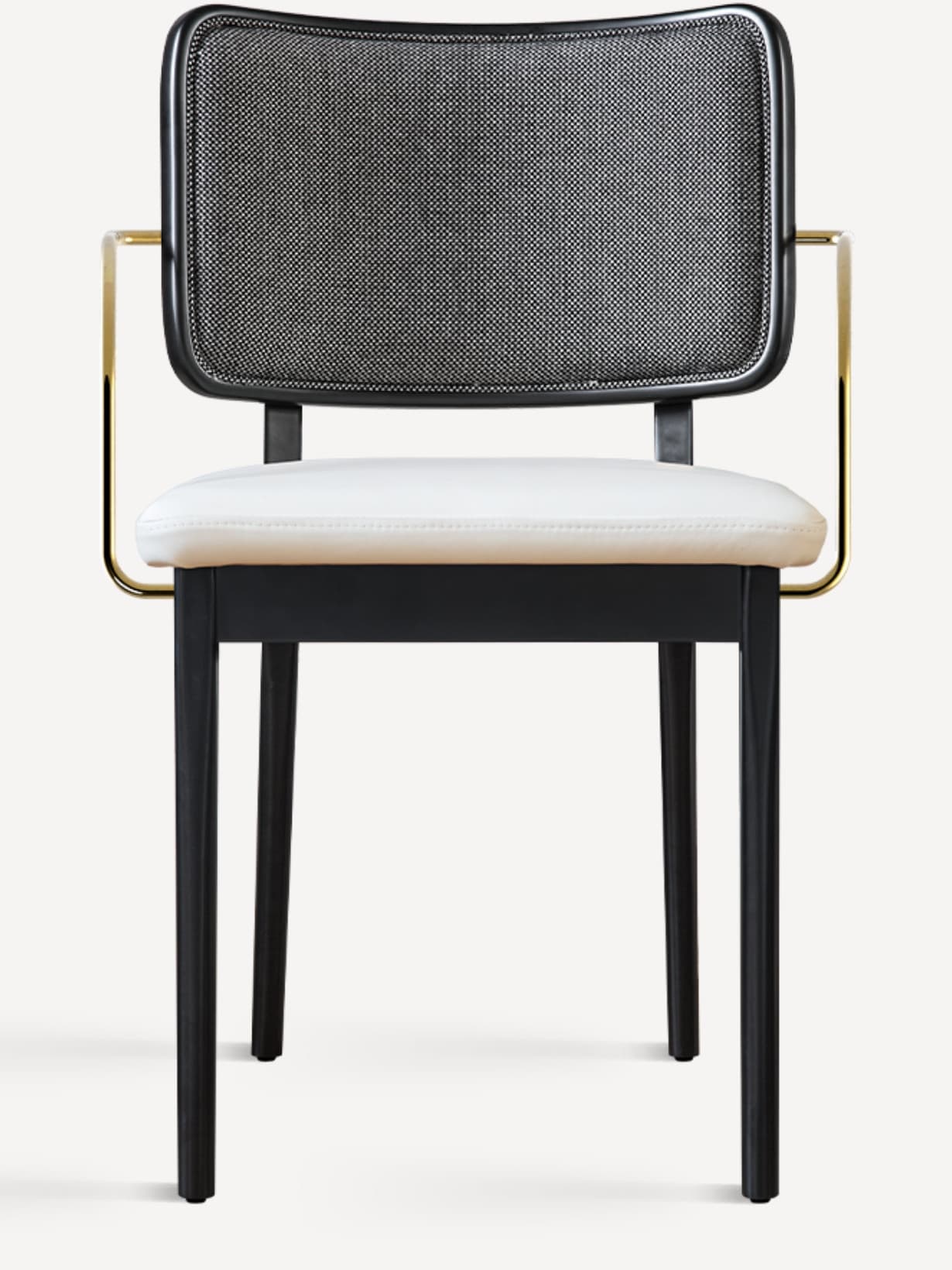 Chaise chêne noir en cuir et tissu / Tapissier Blanc - RED EDITION