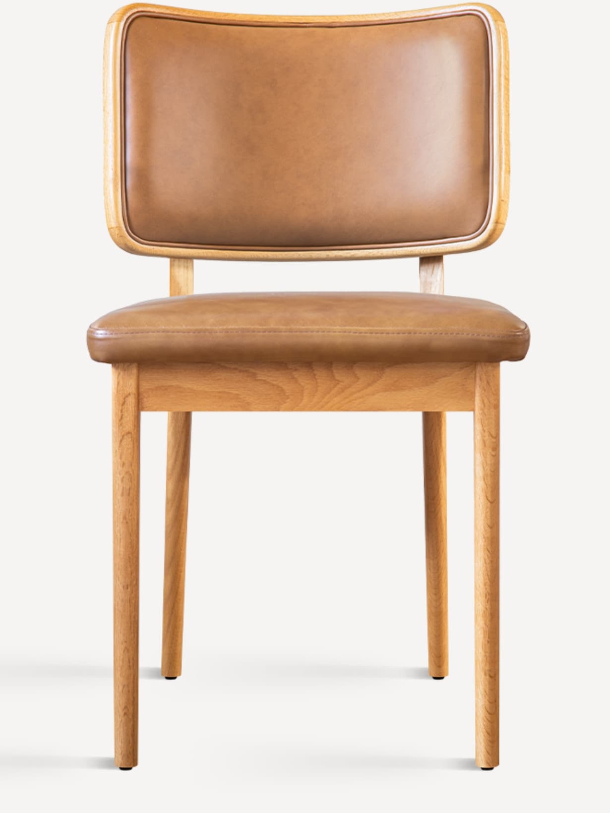 Chaise chêne en cuir, Tapissier Marron - RED EDITION