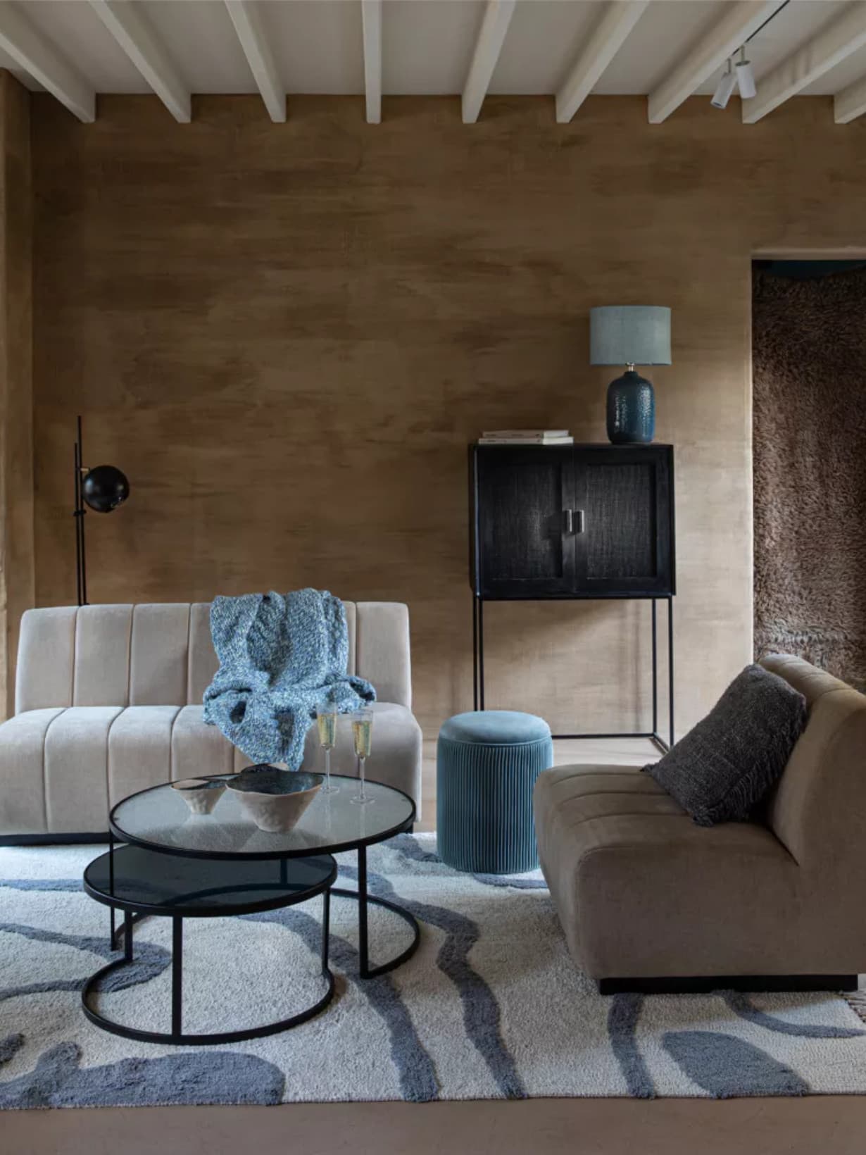 Set de Tables basses en métal / verre, Claudia - POMAX