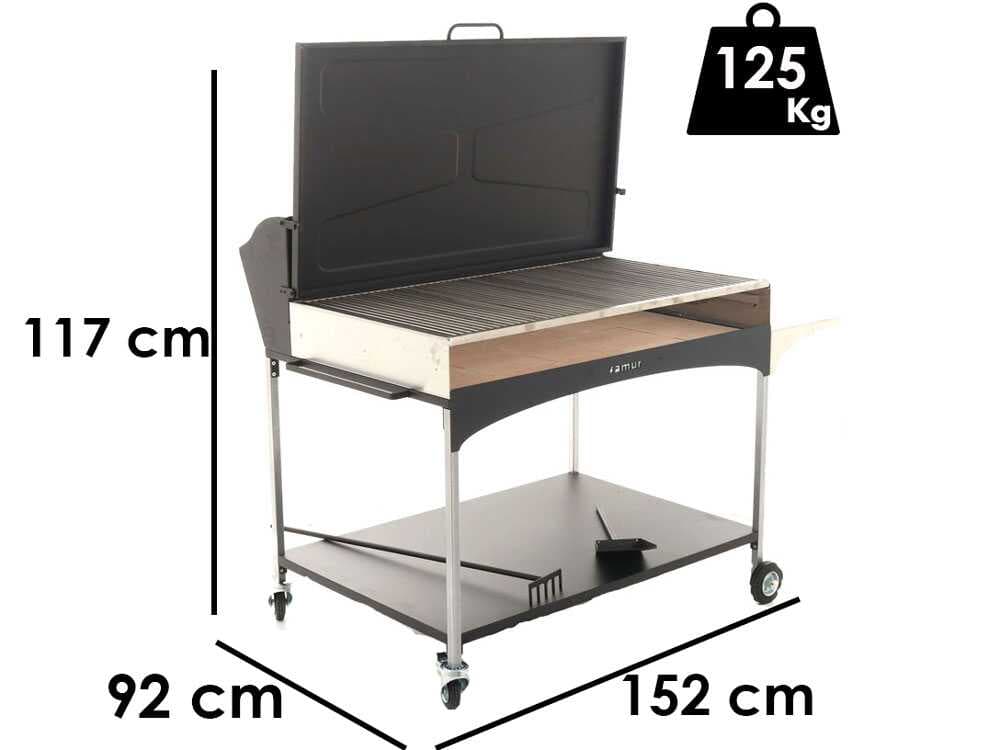 Famur BK 12 Elite â Holzkohle- und Holzkohlebrikett- Grill 2 in 1 â Gitter mit 8 mm-DrehgrillstĂ€be