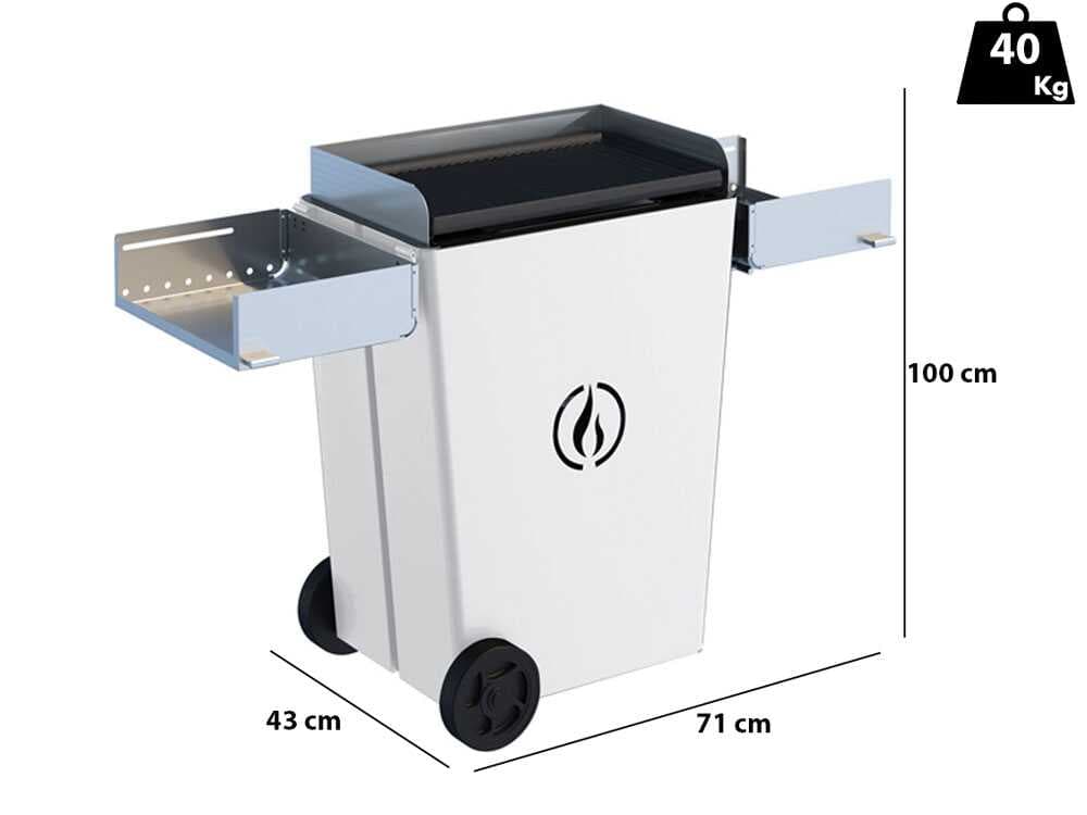 Linea VZ Party weiss â Pelletgrill mit Pyrolyse-Technologie auf RĂ€dern