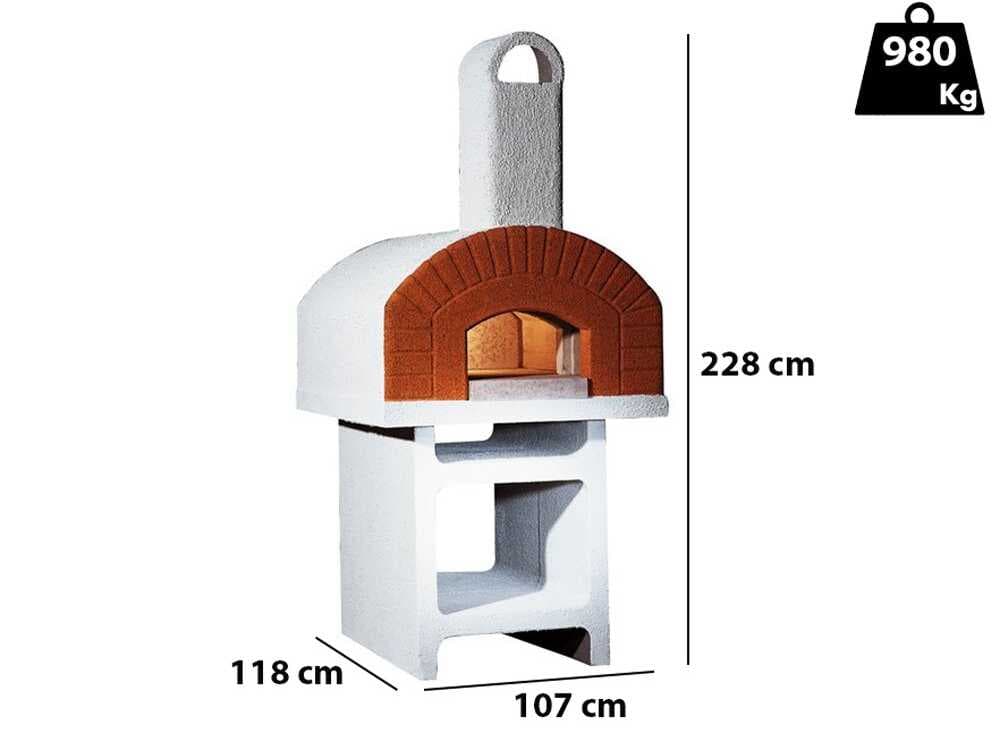 Linea VZ Portici â Holzbackofen fĂŒr drauĂen aus Beton â BackflĂ€che 72Ă70 cm