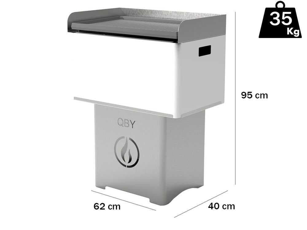 Linea VZ QBY weiĂ â Tragbarer Pelletgrill mit Pyrolyse-Technologie