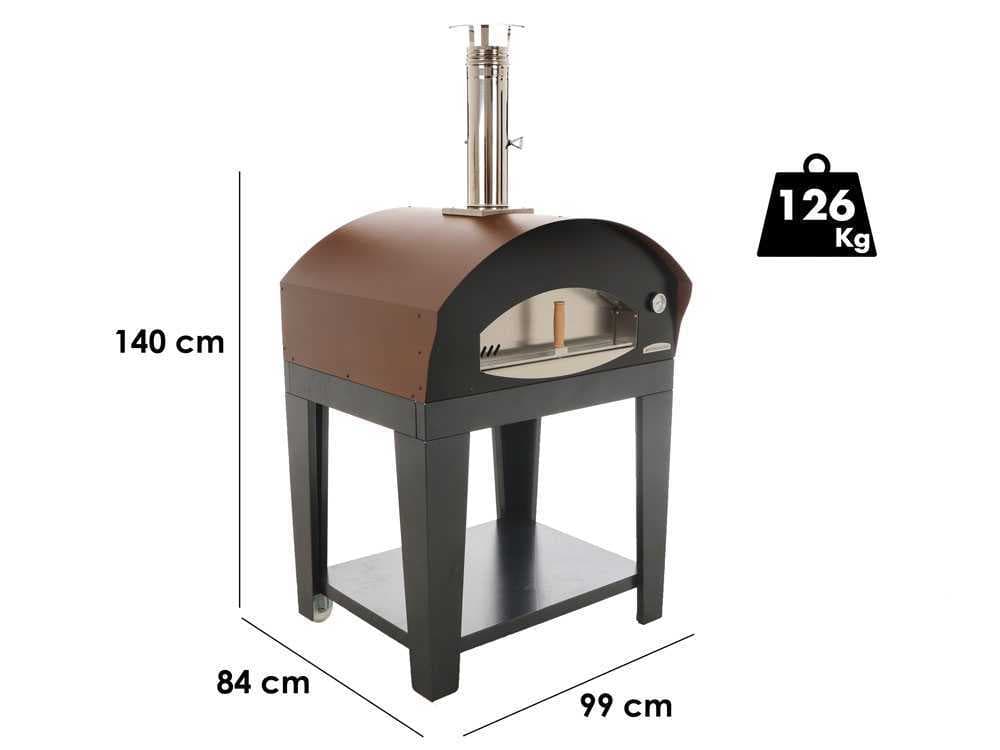 Rossofuoco Benni â Holzbackofen fĂŒr den AuĂenbereich mit Wagen â braun
