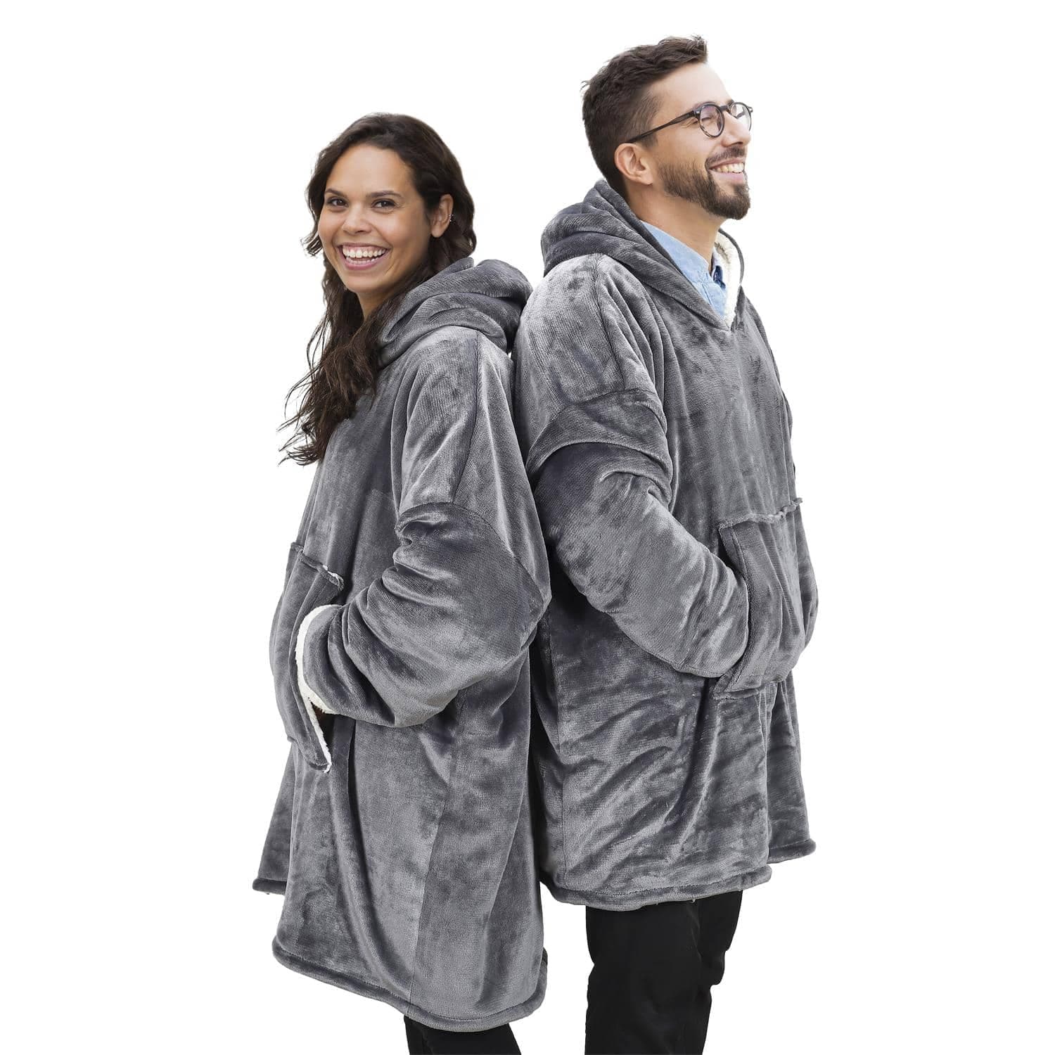Plaid Pull Sweat à Manche et Capuche avec Poche – Taille Unique 118 x 85 cm Adulte Homme et Femme