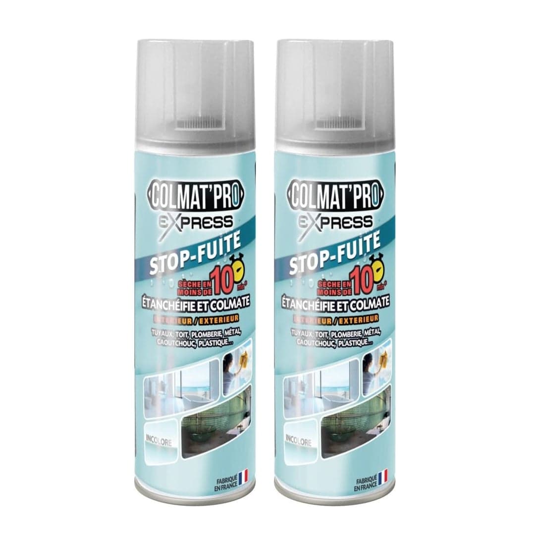 Lot de 2 Colmat’Pro Express 300 ml – Stop-Fuite, Etanchéifie, Colmate et Protège votre intérieur et extérieur – Fabriqué en France