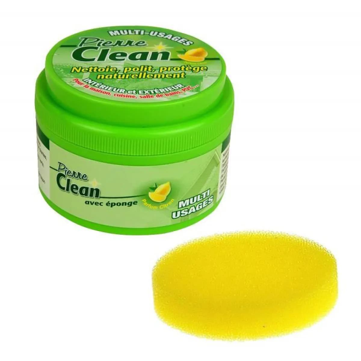 Pierre Clean 600g parfum citron avec éponge - Produit à base d’argile, appelé aussi Pierre Rénovante ou Pierre d’Argile