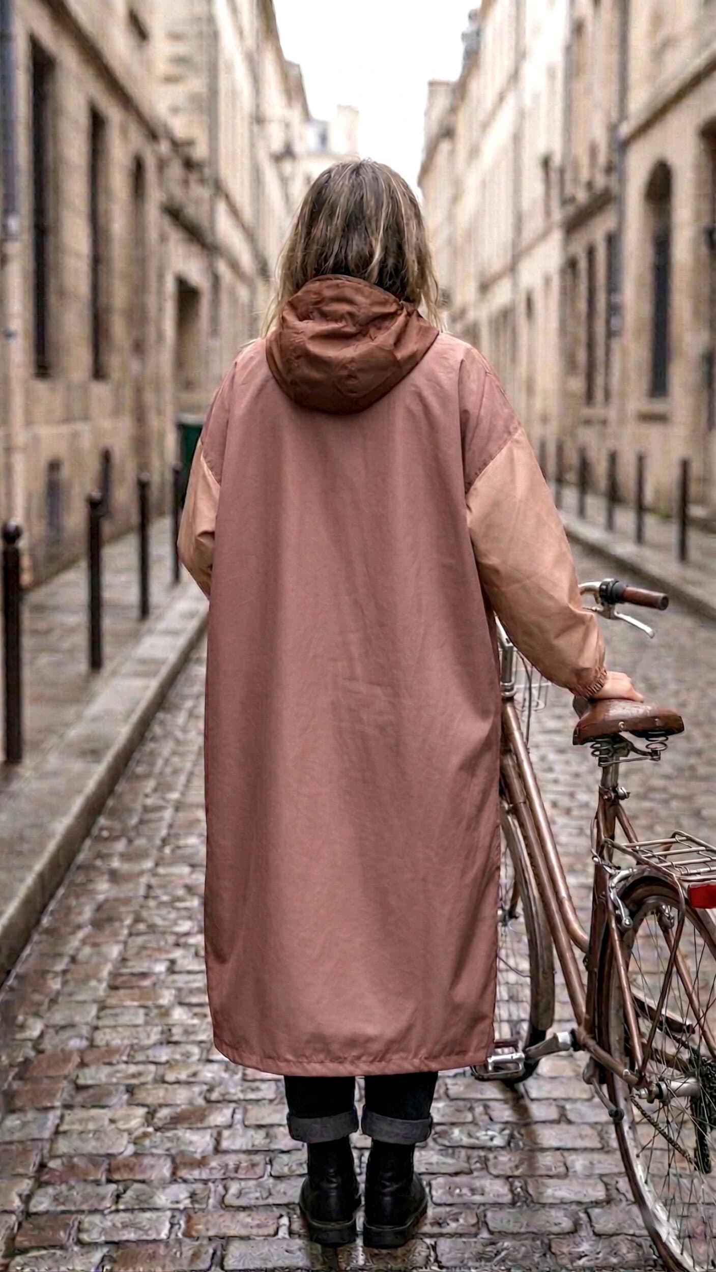 Poncho vélo terracotta long