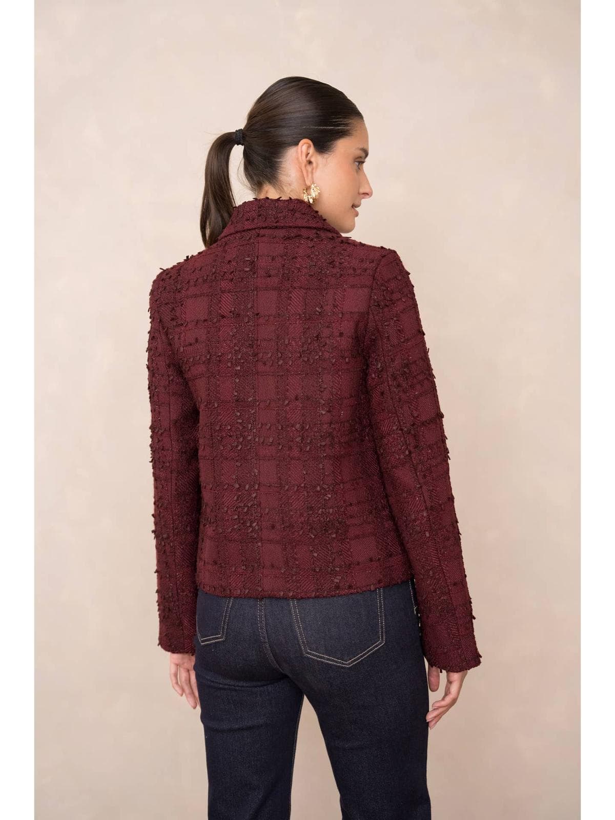 Veste coupe droite cropped en tweed