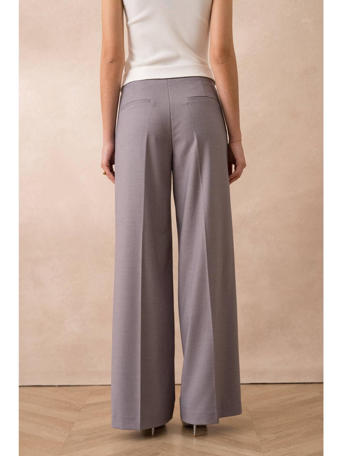 Pantalon Tailleur Coupe Large avec pli blanc